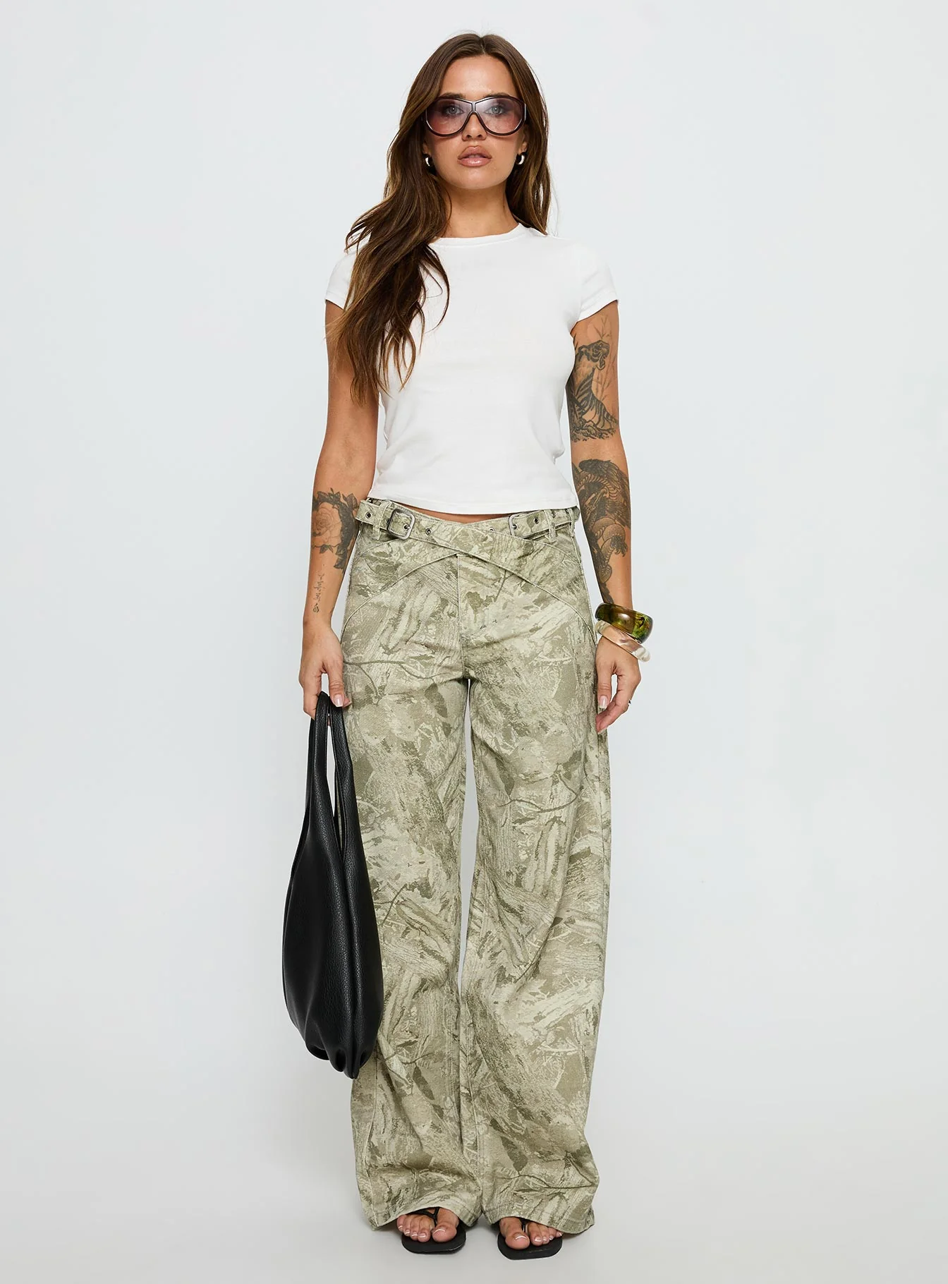 Mckinley Mid Rise Wide Leg Jeans Camouflage