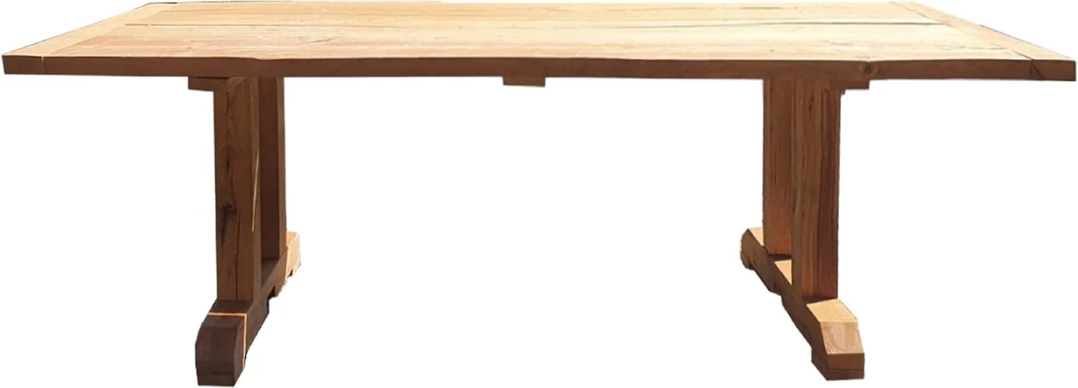 Solid wood dining table natural colors 228 x 96 x H. 77 cm - Rustic kitchen table made of solid oak wood - Dining room furniture