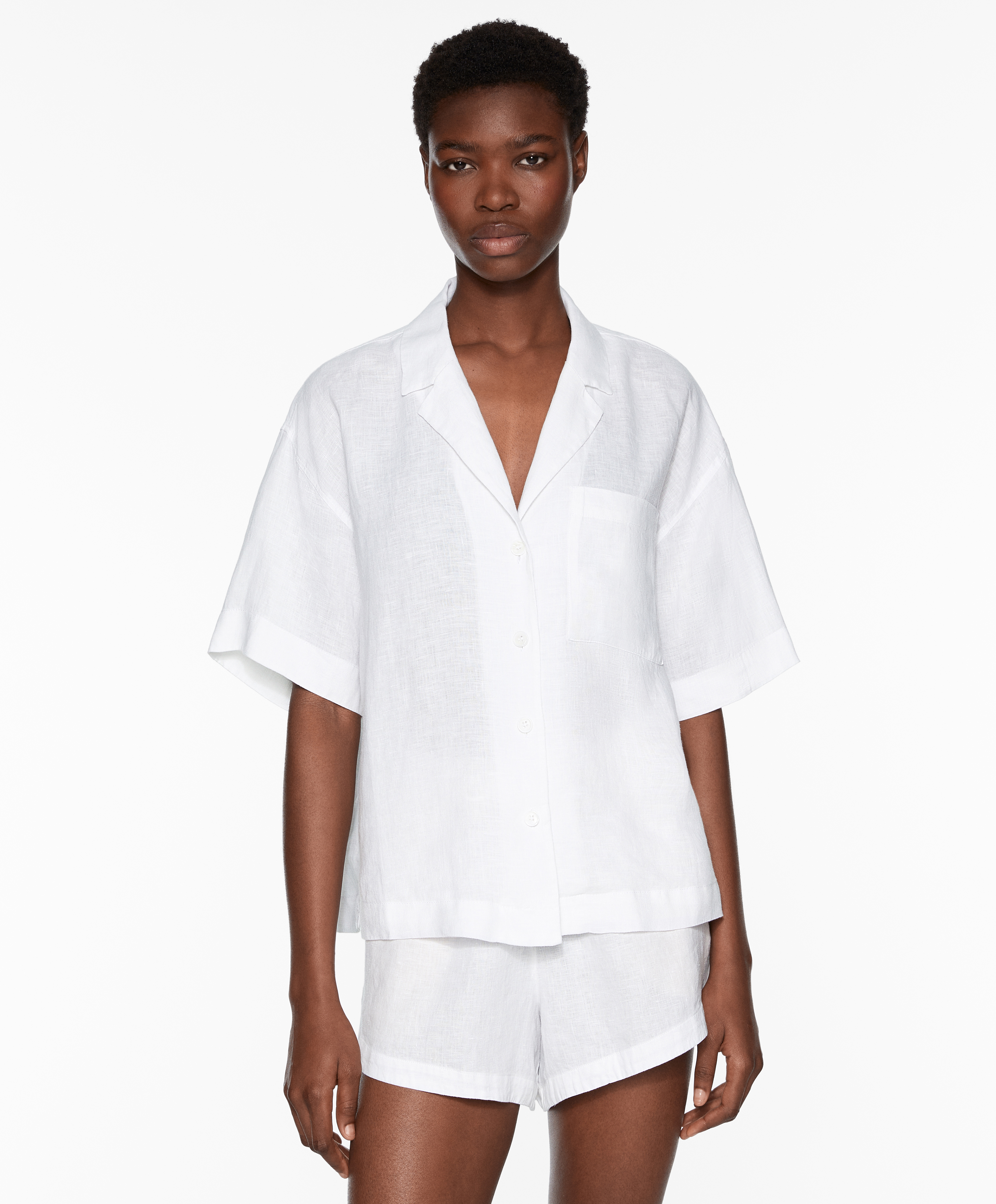 OYSHO 100% linen short sleeve shirt