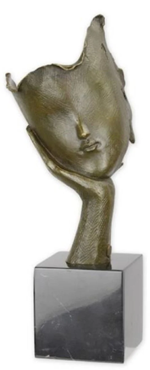 Luxury bronze decorative sculpture face bronze / black 15.8 x 12.2 x H. 36.8 cm - Abstract bronze decorative figure with marble base - Luxury decorative accessories - Abstract decorative accessories