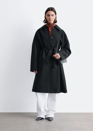 & Other Stories TIE-BELT WOOL TRENCH COAT