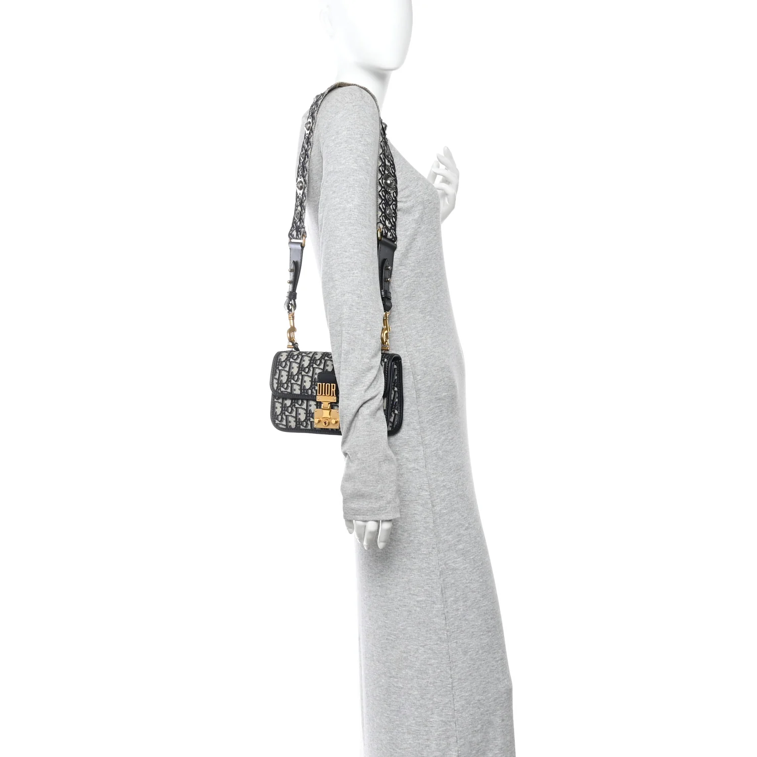 Oblique Small DiorAddict Flap Bag Navy Blue