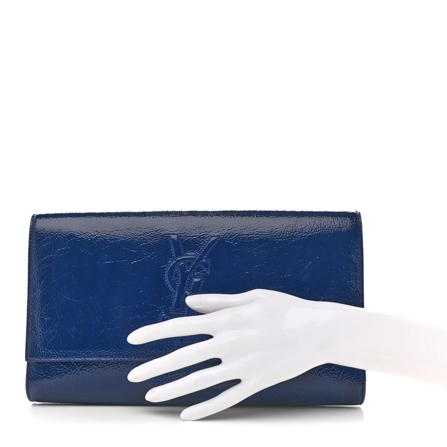 Textured Patent Monogram Large Belle De Jour Clutch Royal Blue