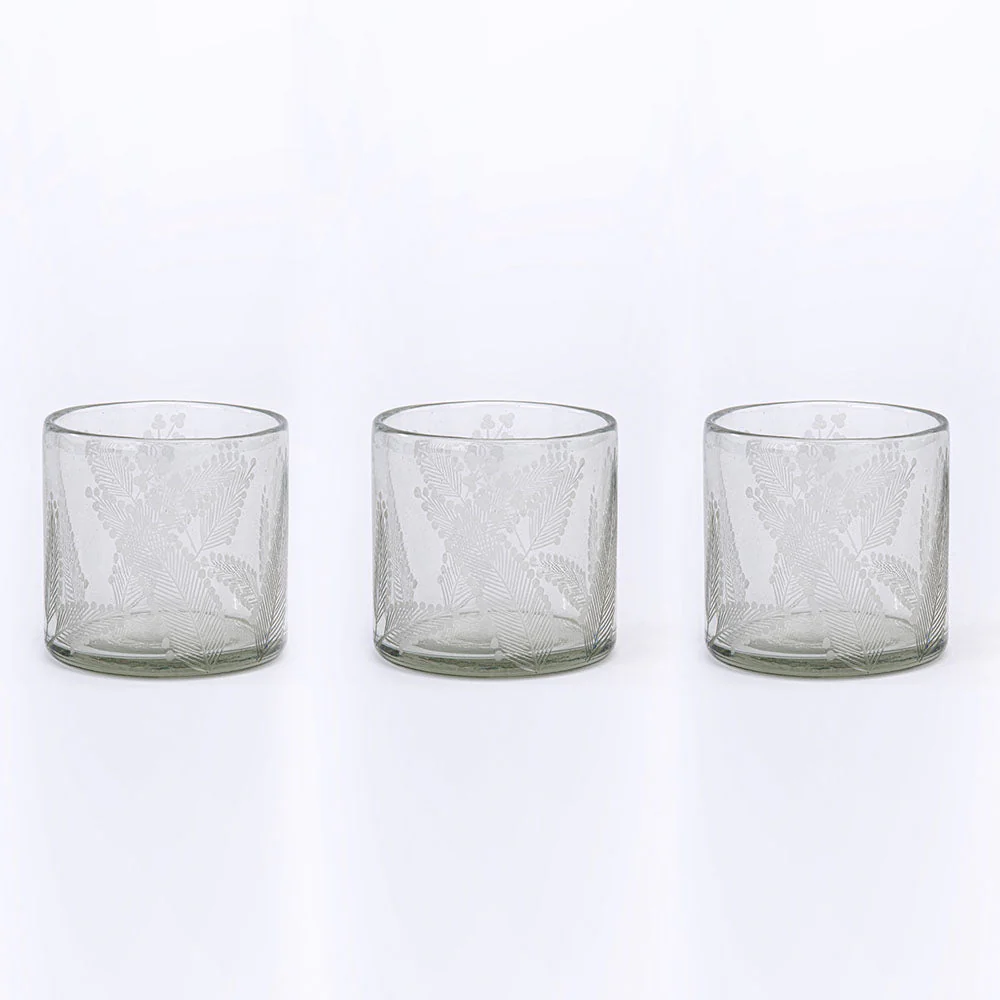 Etched Glass Candleholders