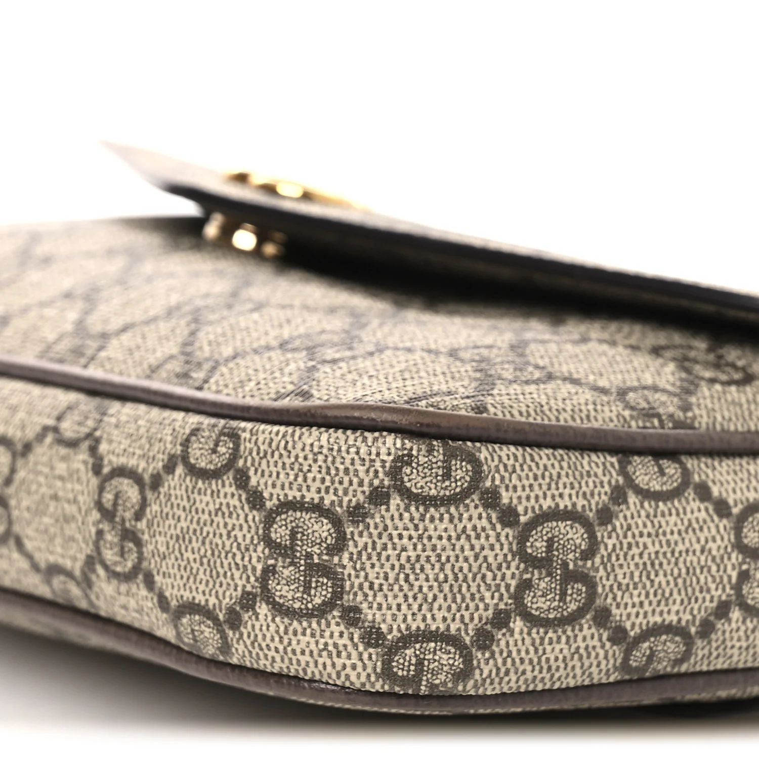 GG Supreme Monogram Textured Dollar Calfskin Web Mini Ophidia Envelope Shoulder Bag Beige Ebony - Top Club