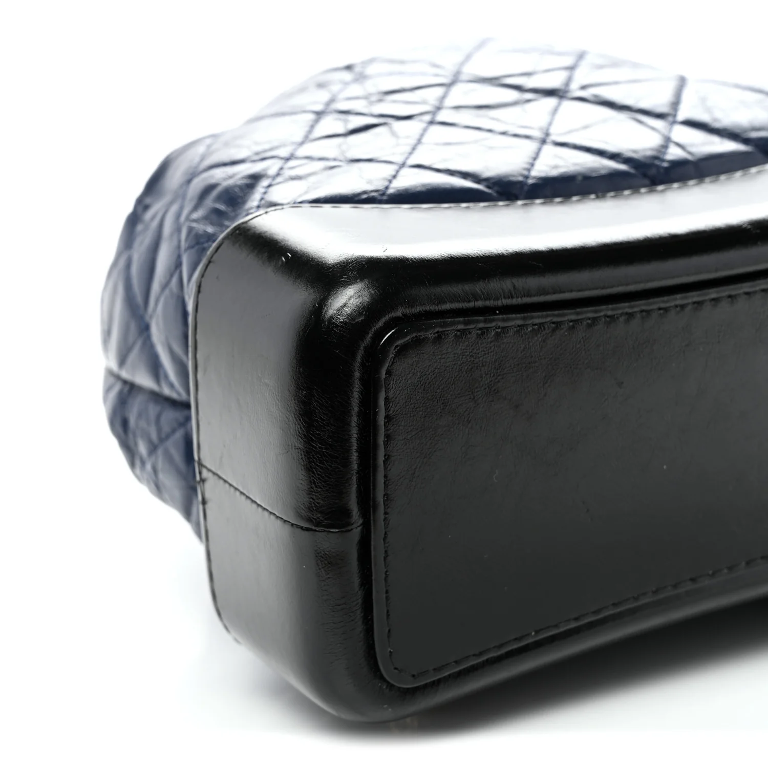 Aged Calfskin Quilted Gabrielle Backpack Navy Black - Top Club