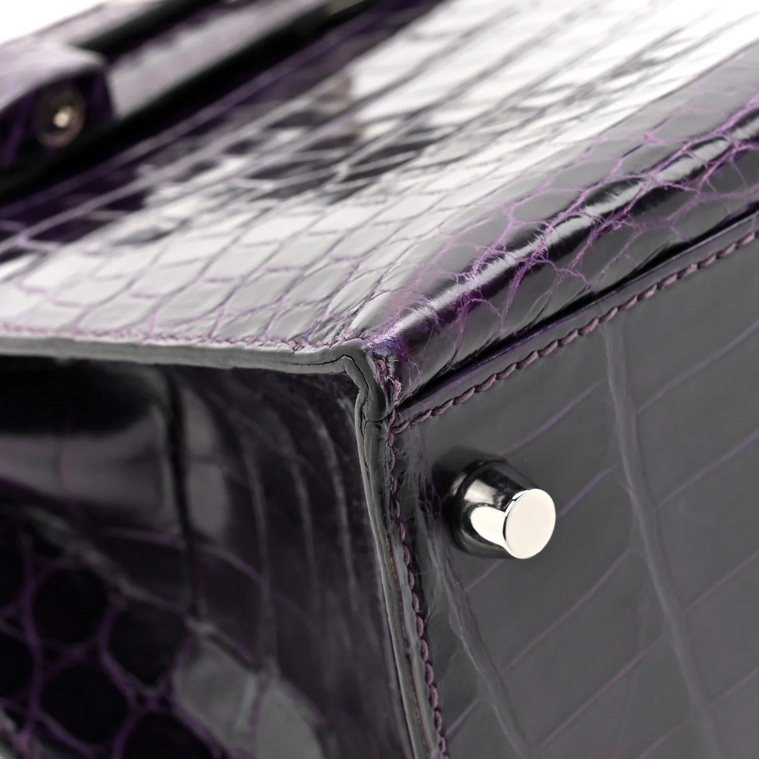 Shiny Niloticus Crocodile Kelly Sellier 28 Amethyst - Top Club