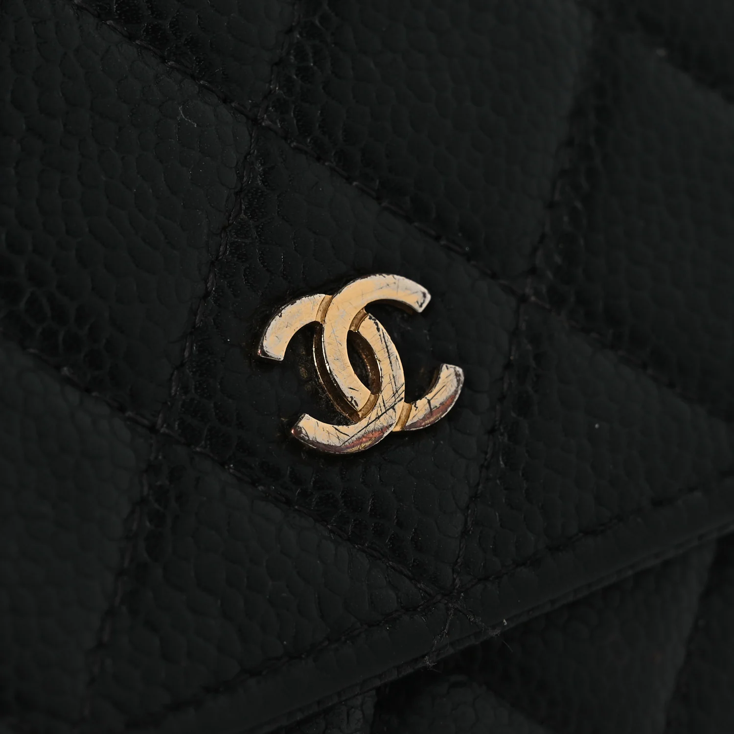 Caviar Quilted Wallet on Chain WOC Black - Top Club