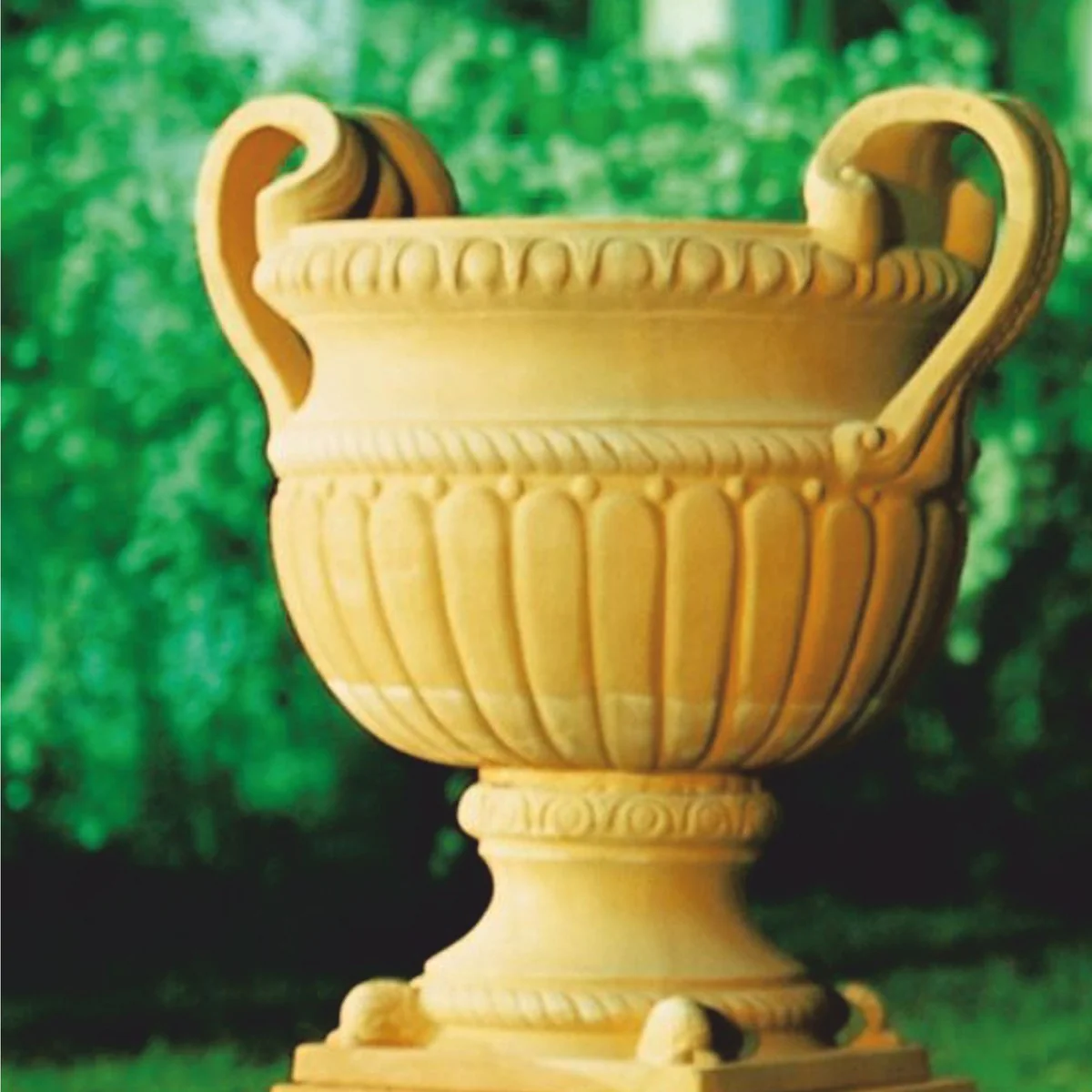 Luxury baroque ceramic flower pot yellow Ø 72 x H. 78 cm - garden decoration