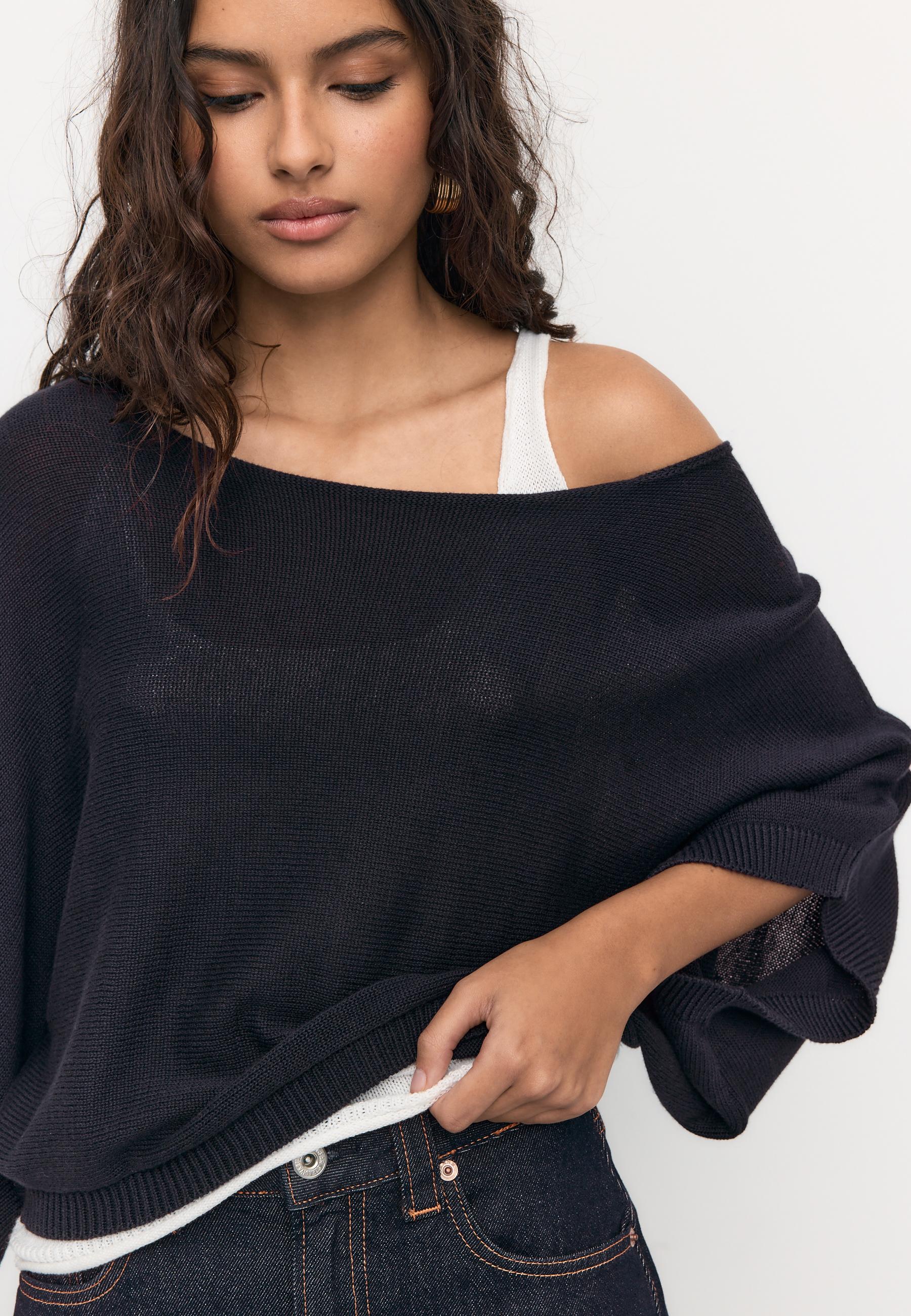 BOAT NECK KNIT JUMPER WITH OVERLAY