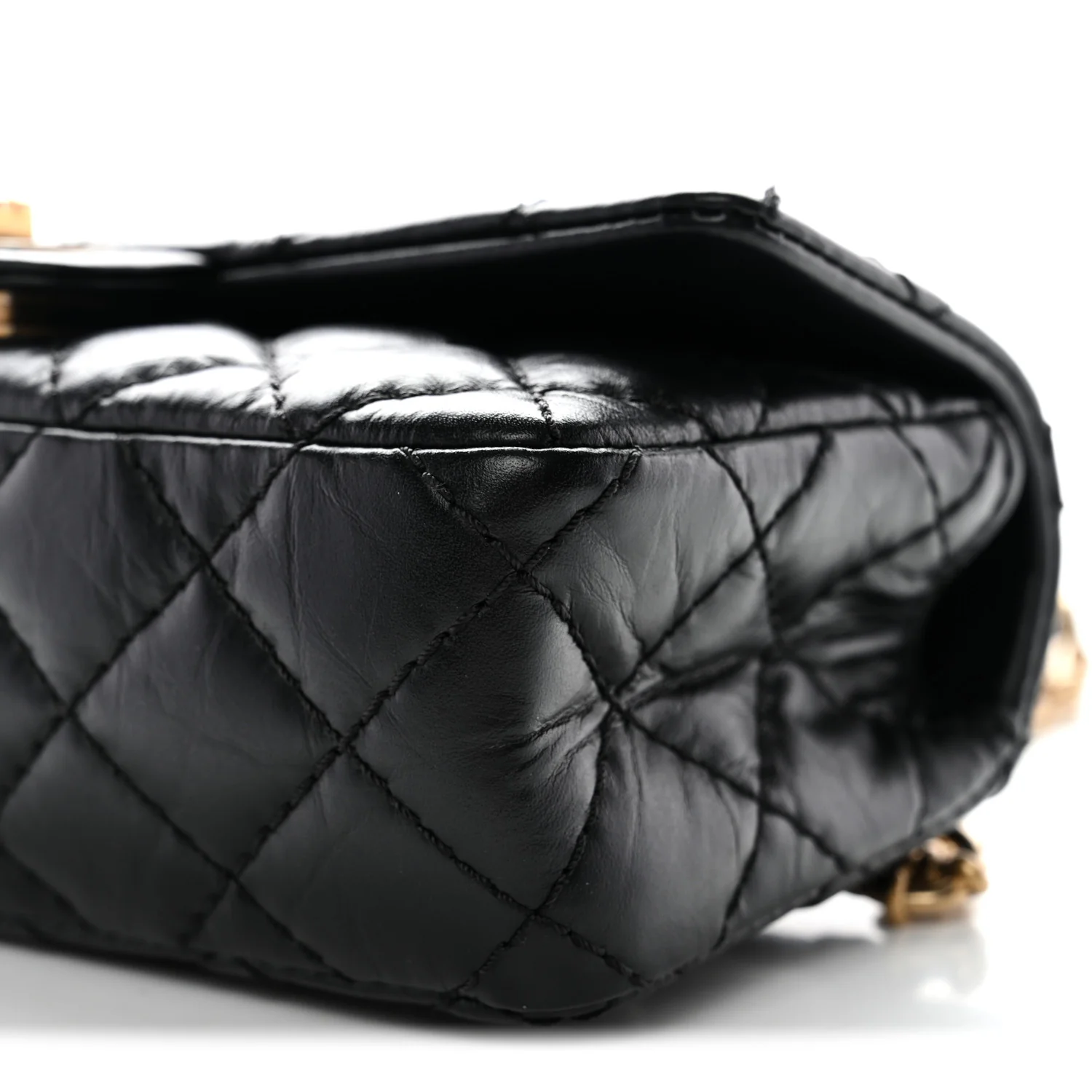 Aged Calfskin Quilted 2.55 Reissue Chain Waist Bag Black - Top Club