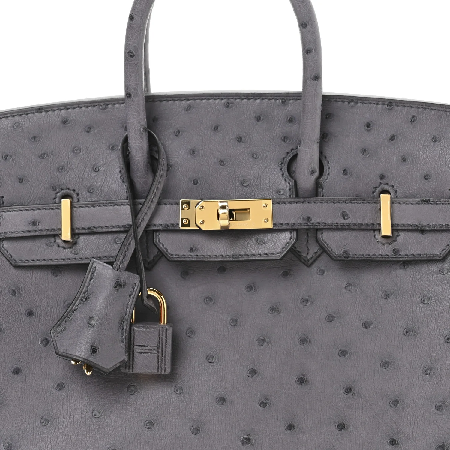 Ostrich Birkin 25 Gris Agate - Top Club