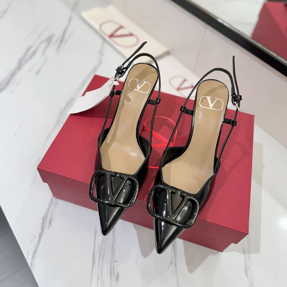 VALENTINO VLOGO SIGNATURE patent leather lace-up high heels (heel height 8 cm) - Top Club