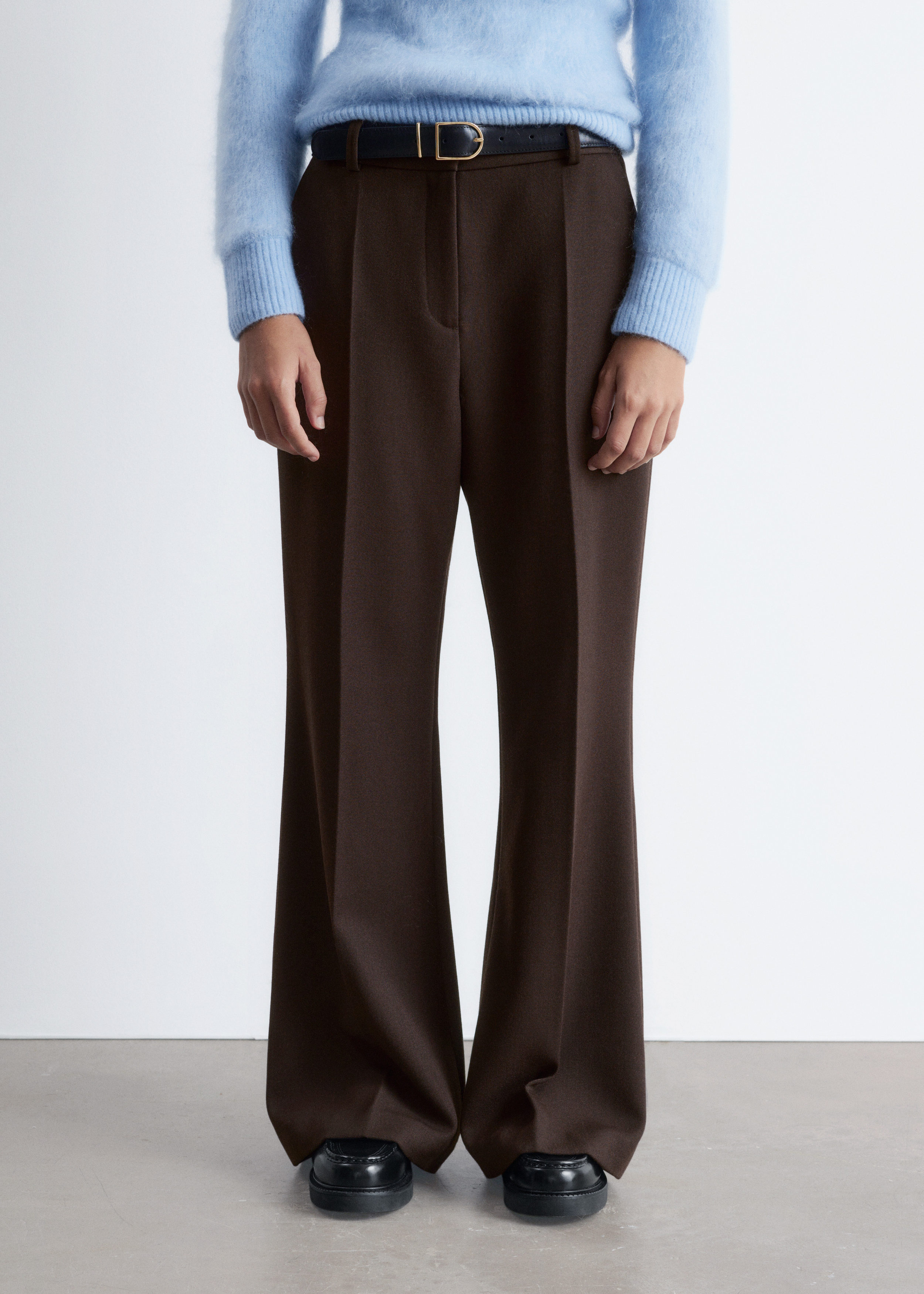 & Other Stories FLARED PRESS-CREASE WOOL TROUSERS