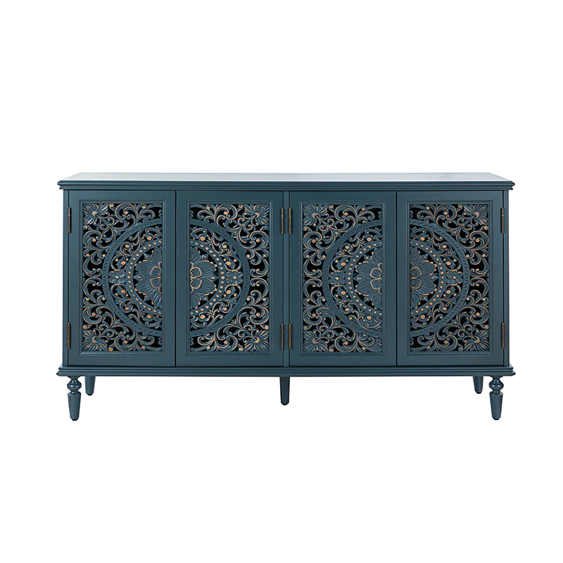 Emathides 63" Solid Wood Sideboard with Lighting & Wine Rack