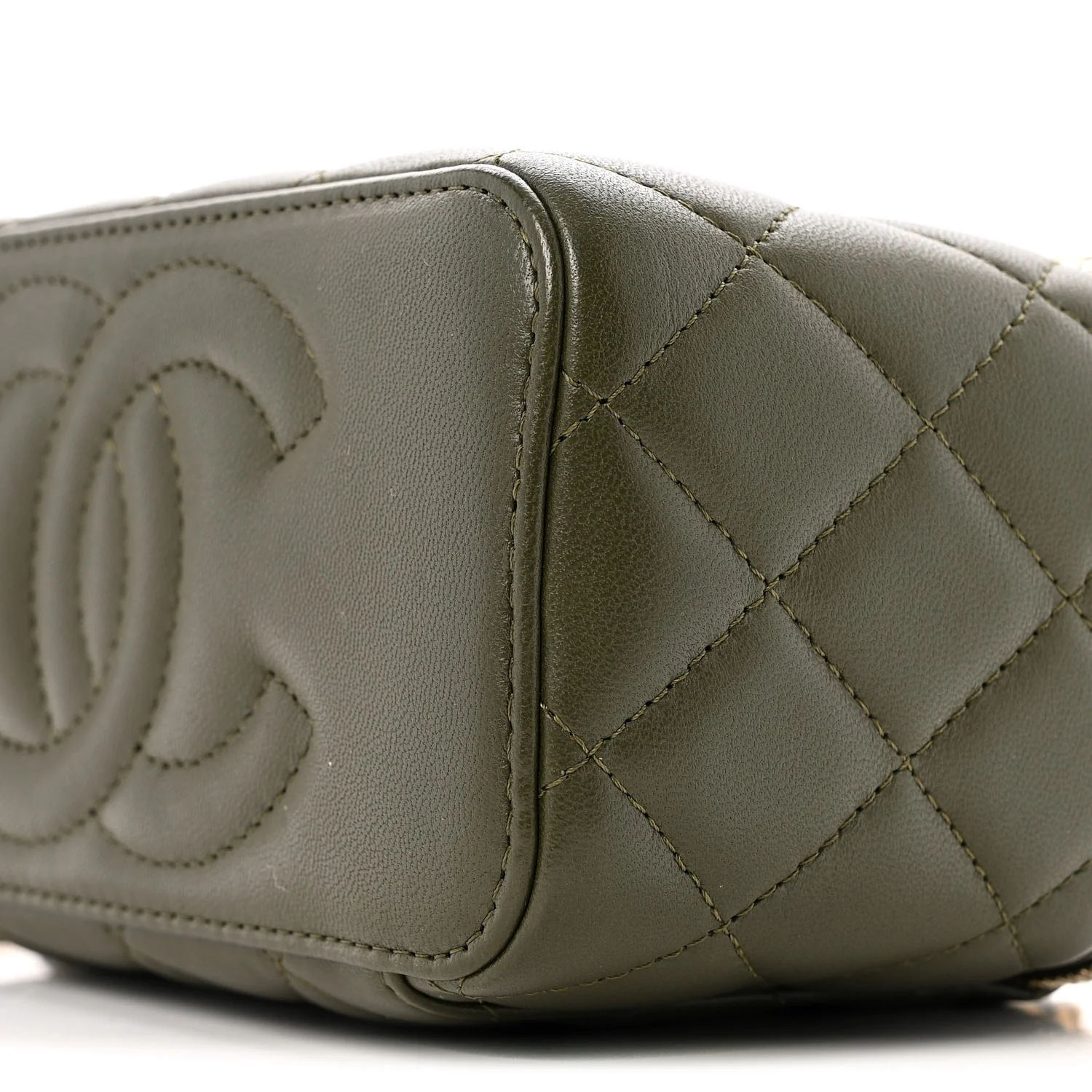 Lambskin Quilted Pick Me Up Vanity Case Khaki - Top Club