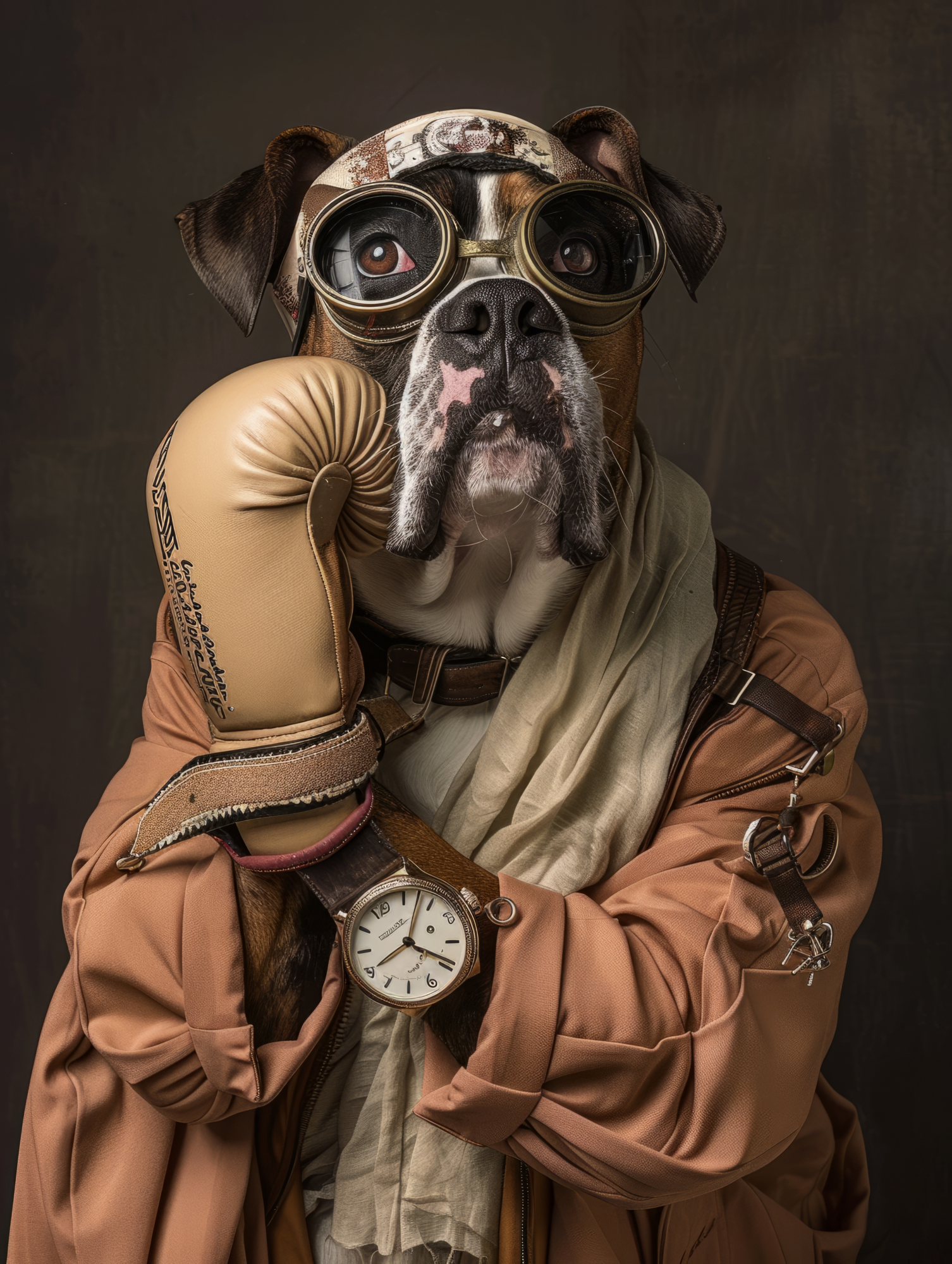 Canvas schilderij van een Boxer 100x200 cm