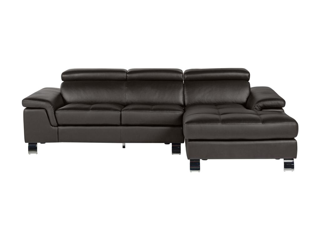 Sofa rinconero de piel marrón y angulo derecho