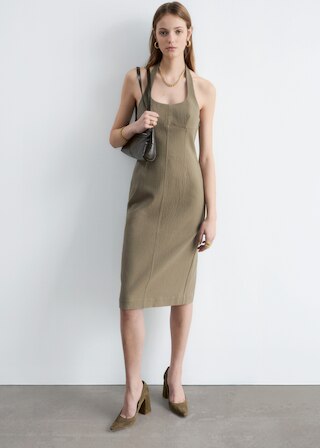& Other Stories HALTERNECK MIDI DRESS