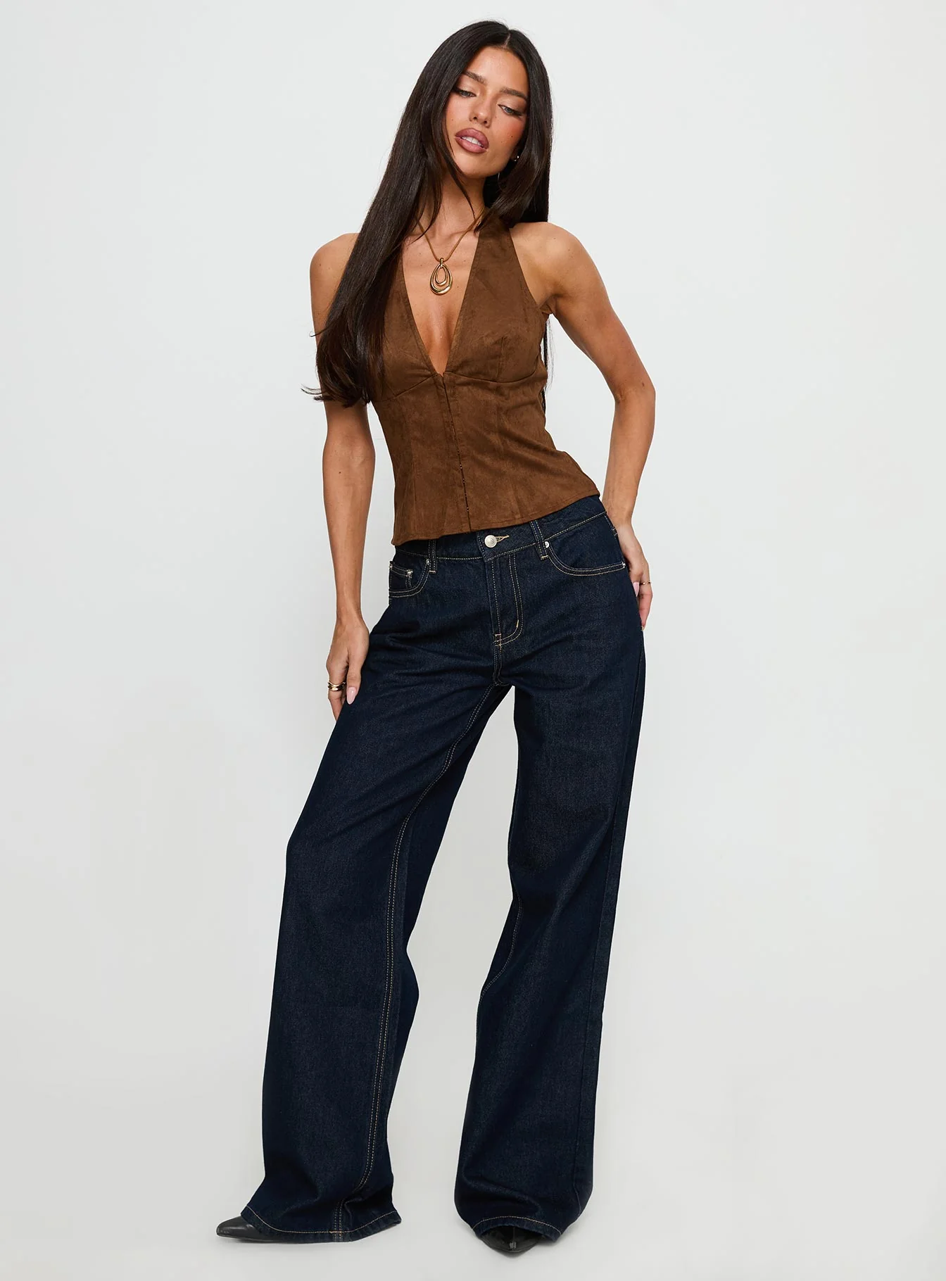 Favourite Reference Mid Rise Straight Leg Jeans Dark Indigo