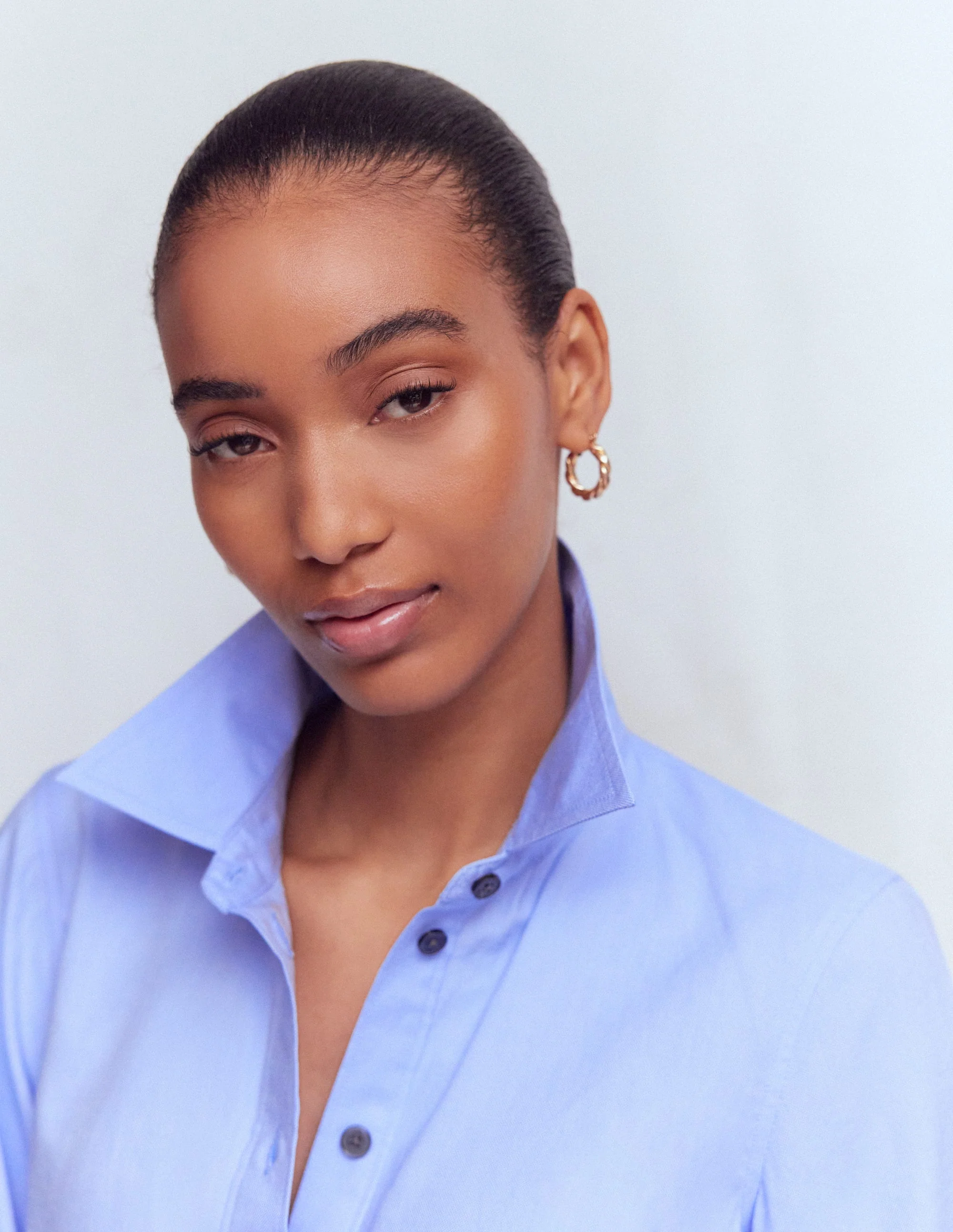 Oxfordhemd mit Puffärmeln-Französisches Blau