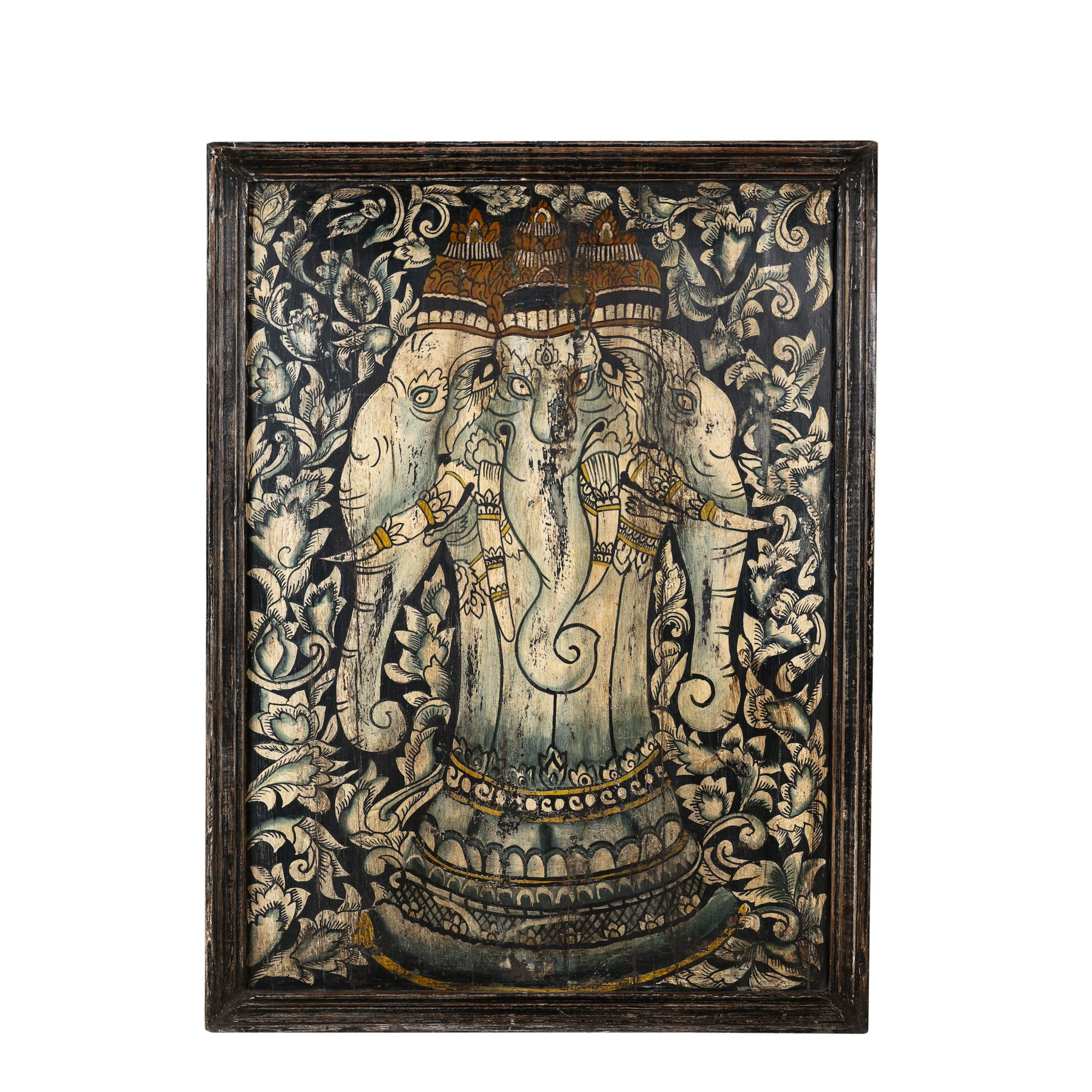 Ganesha - Antiek Teak Wandpaneel 122x90cm