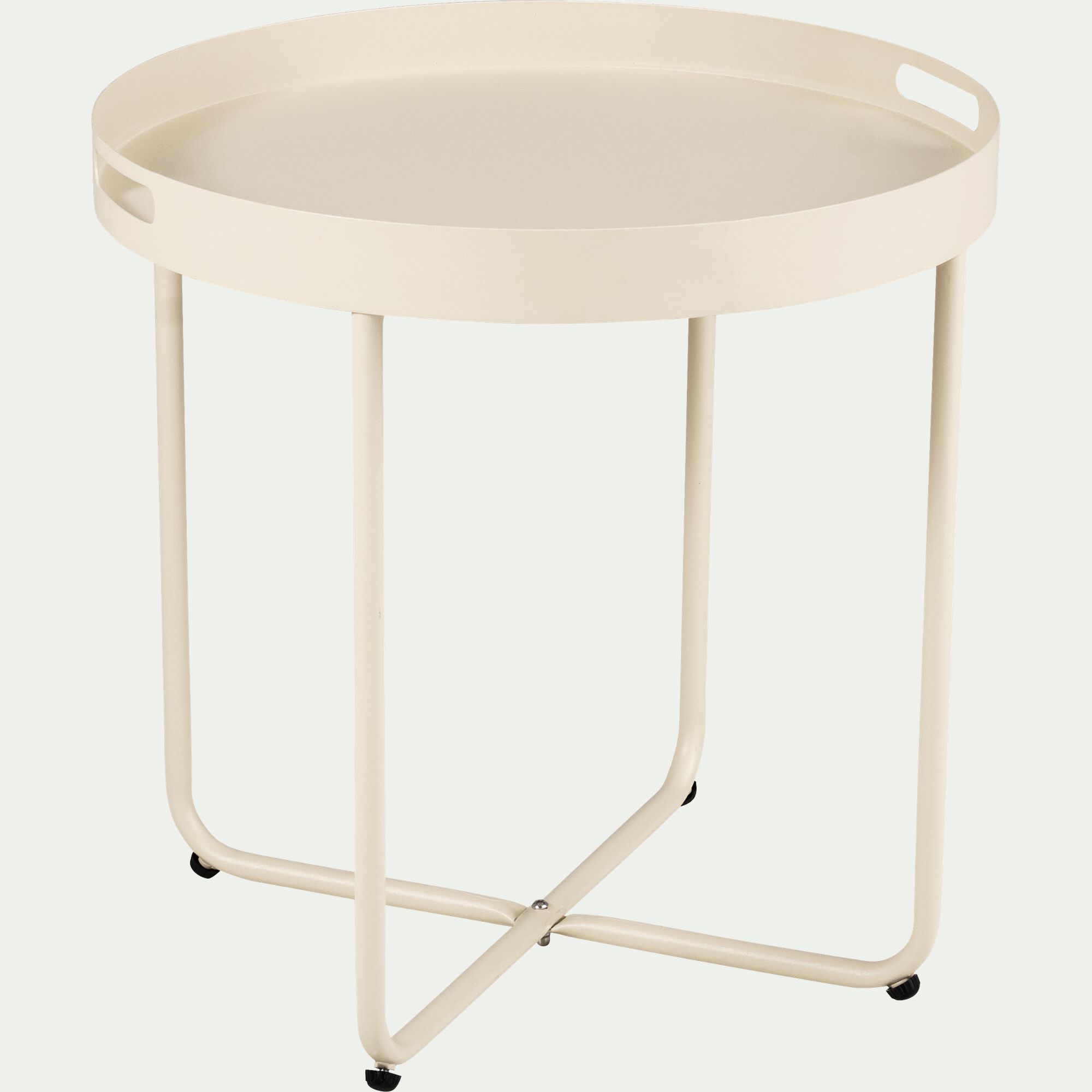 CLEMENCE - Table basse de jardin ronde en acier - beige roucas