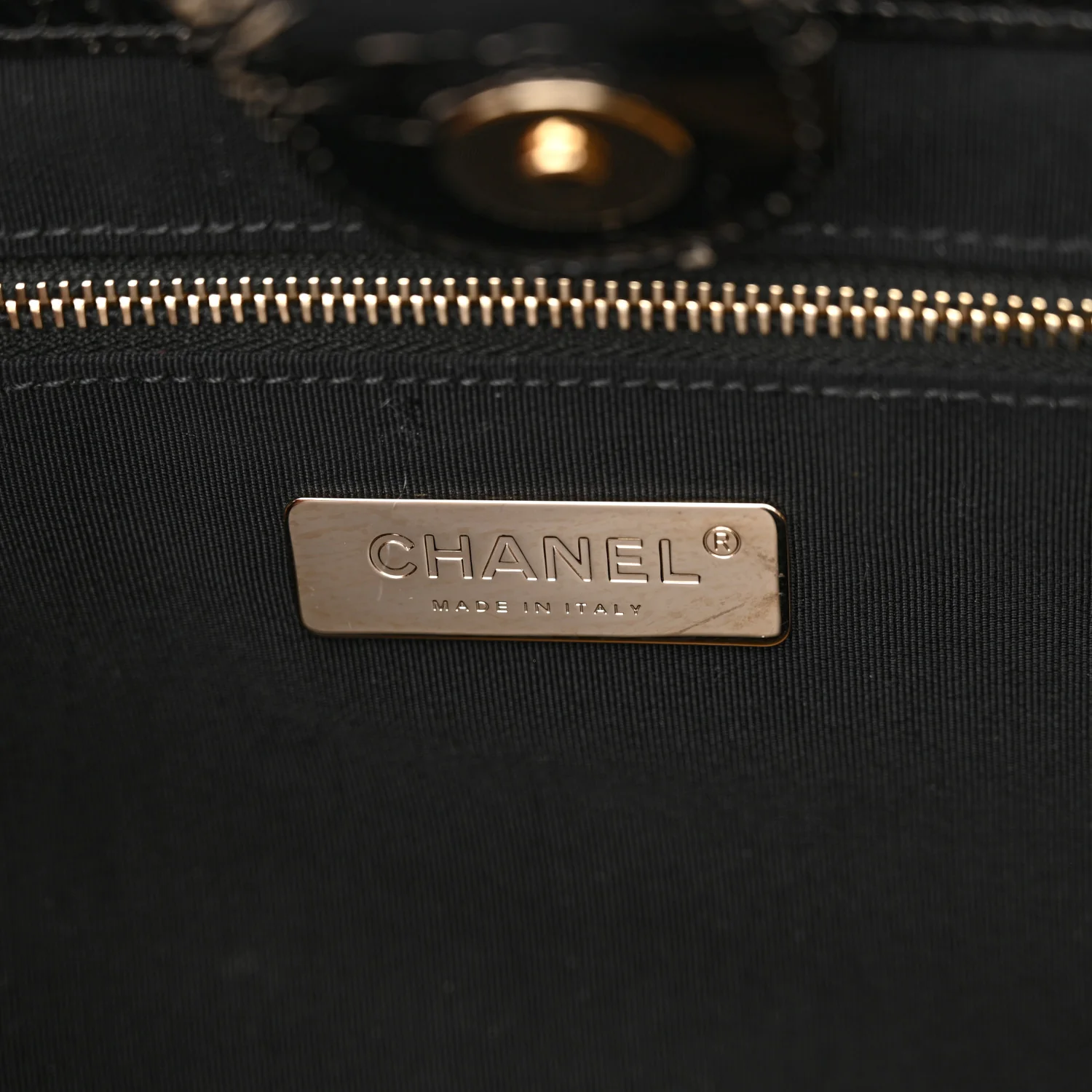 Shiny Crumpled Sheepskin Shearling CC Mania Tote Bag Black Beige - Top Club
