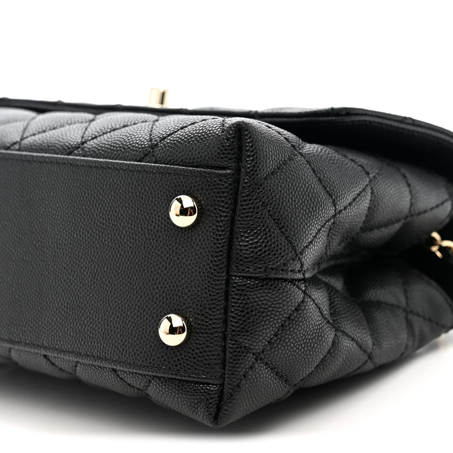 Caviar Quilted Mini Coco Handle Flap Black - Top Club