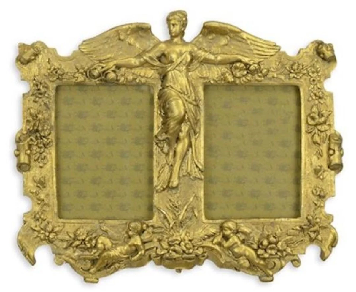 Baroque double wall picture frame angel gold 32.3 x H. 26.8 cm - antique style picture frame - baroque wall decoration - decorative accessories in baroque style - baroque interior