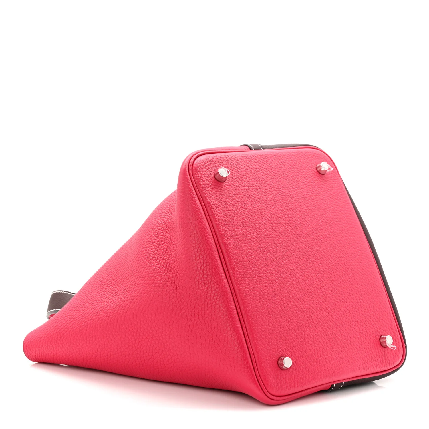 Taurillon Clemence Casaque Picotin Lock 18 PM Rouge Sellier Framboise - Top Club