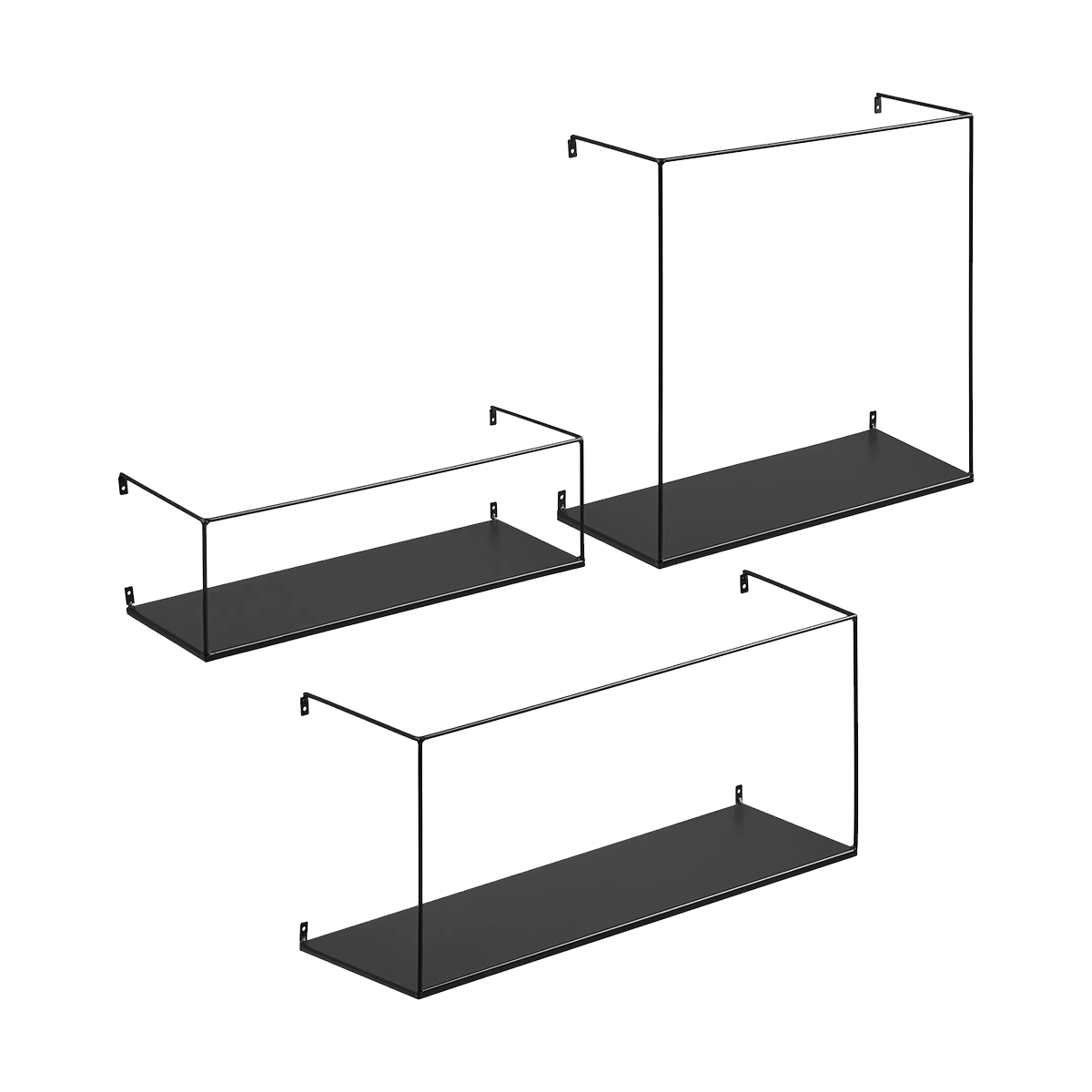 Wandplank Marijn metaal zwart - set van 3