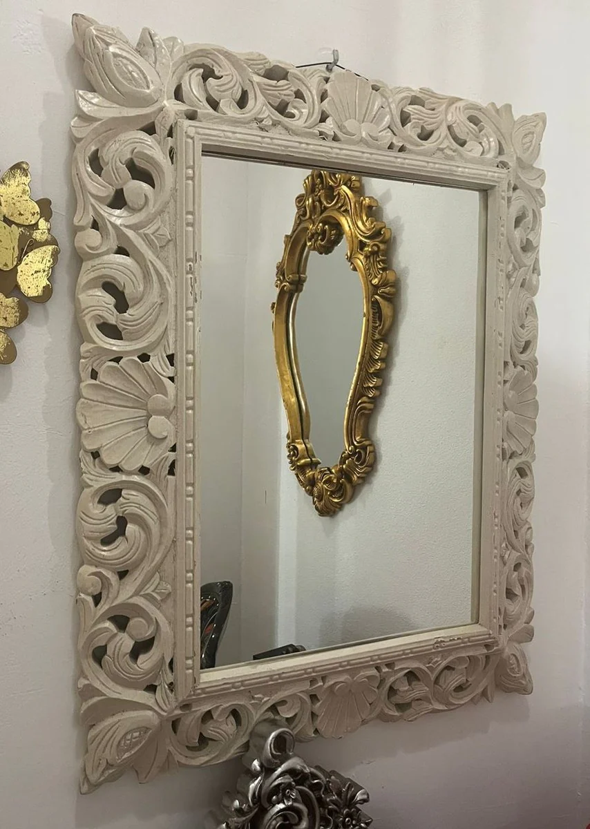 Baroque mirror / wall mirror white H. 80 cm - Baroque style furniture