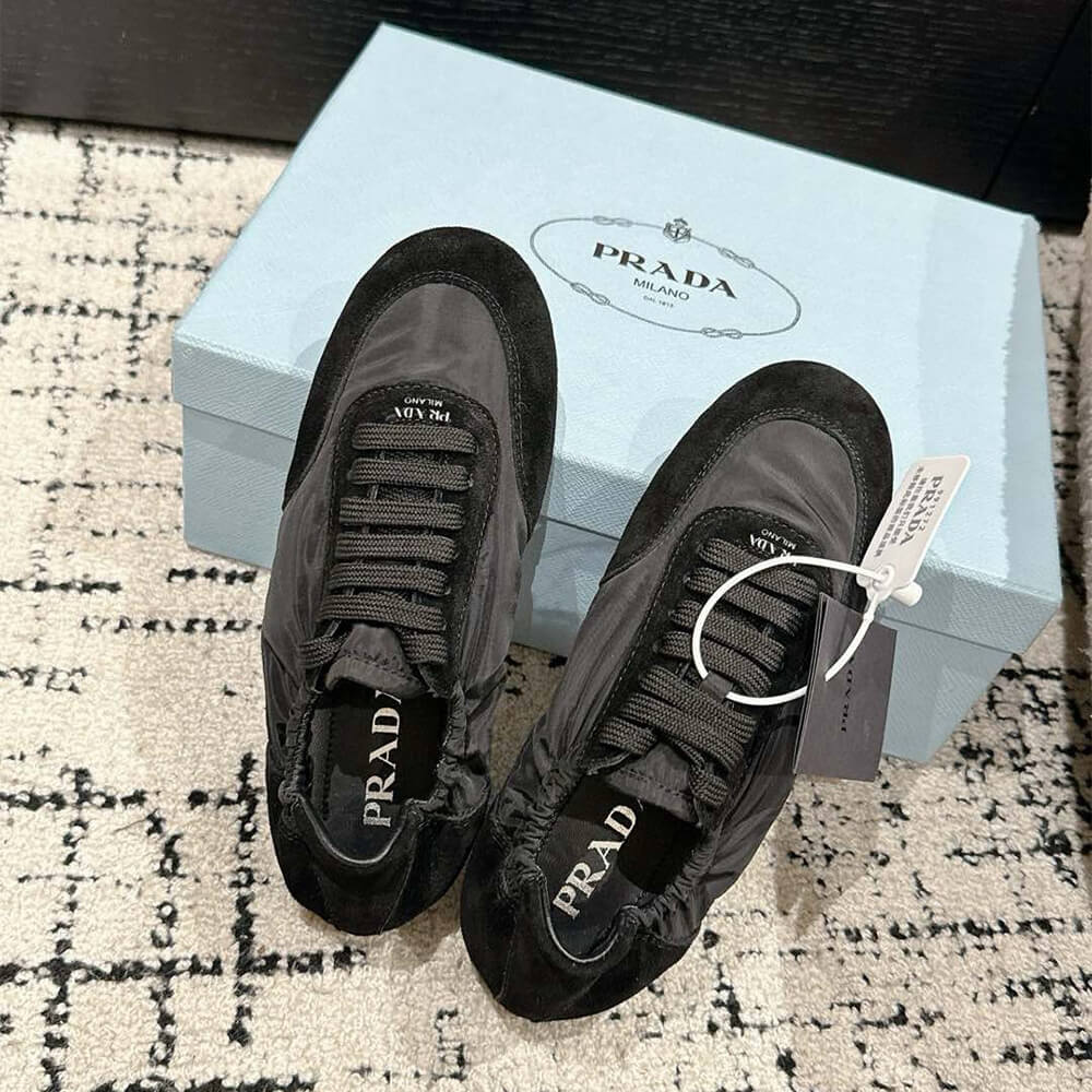 PRADA Collapse Re-Nylon and suede sneakers - Top Club