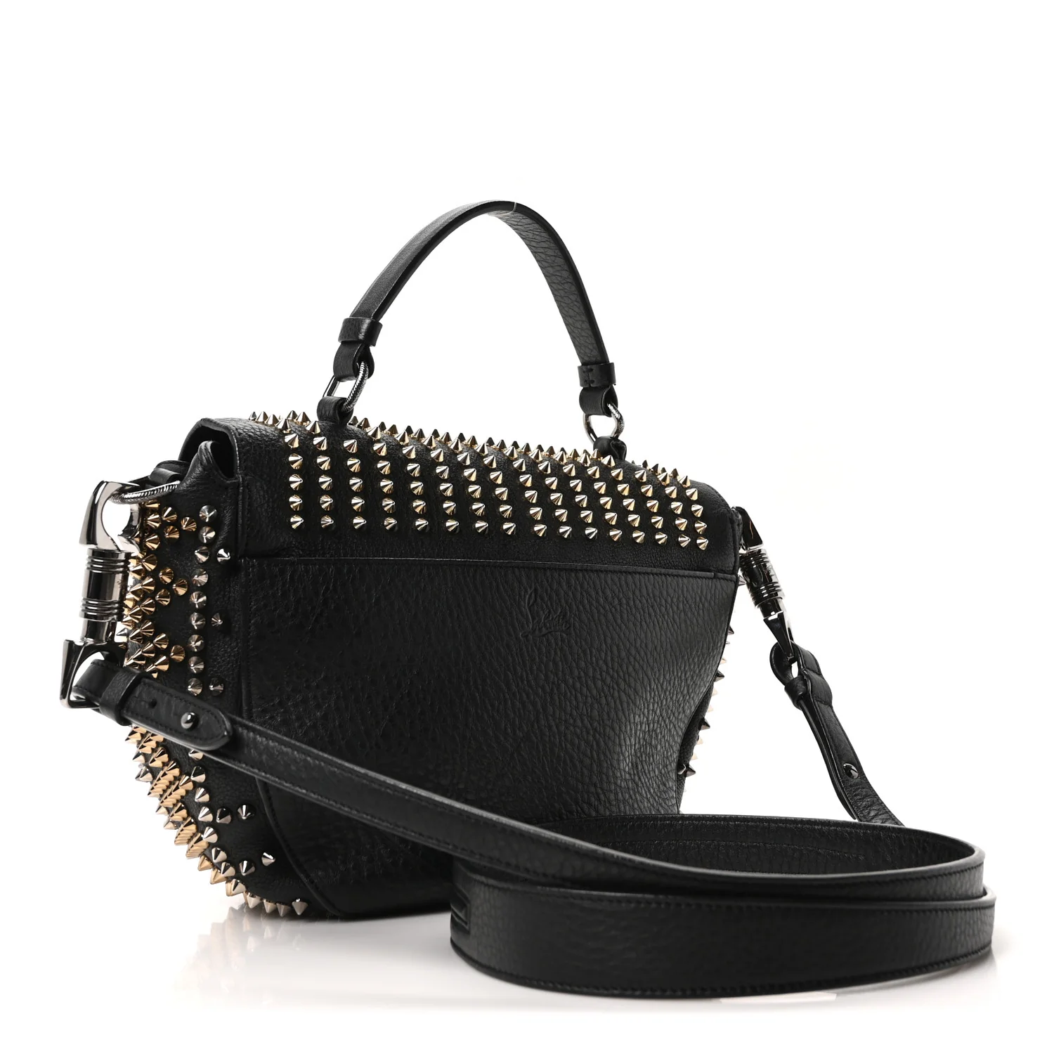 Calfskin Mix Chevron Spikes Panettone Messenger Black - Top Club
