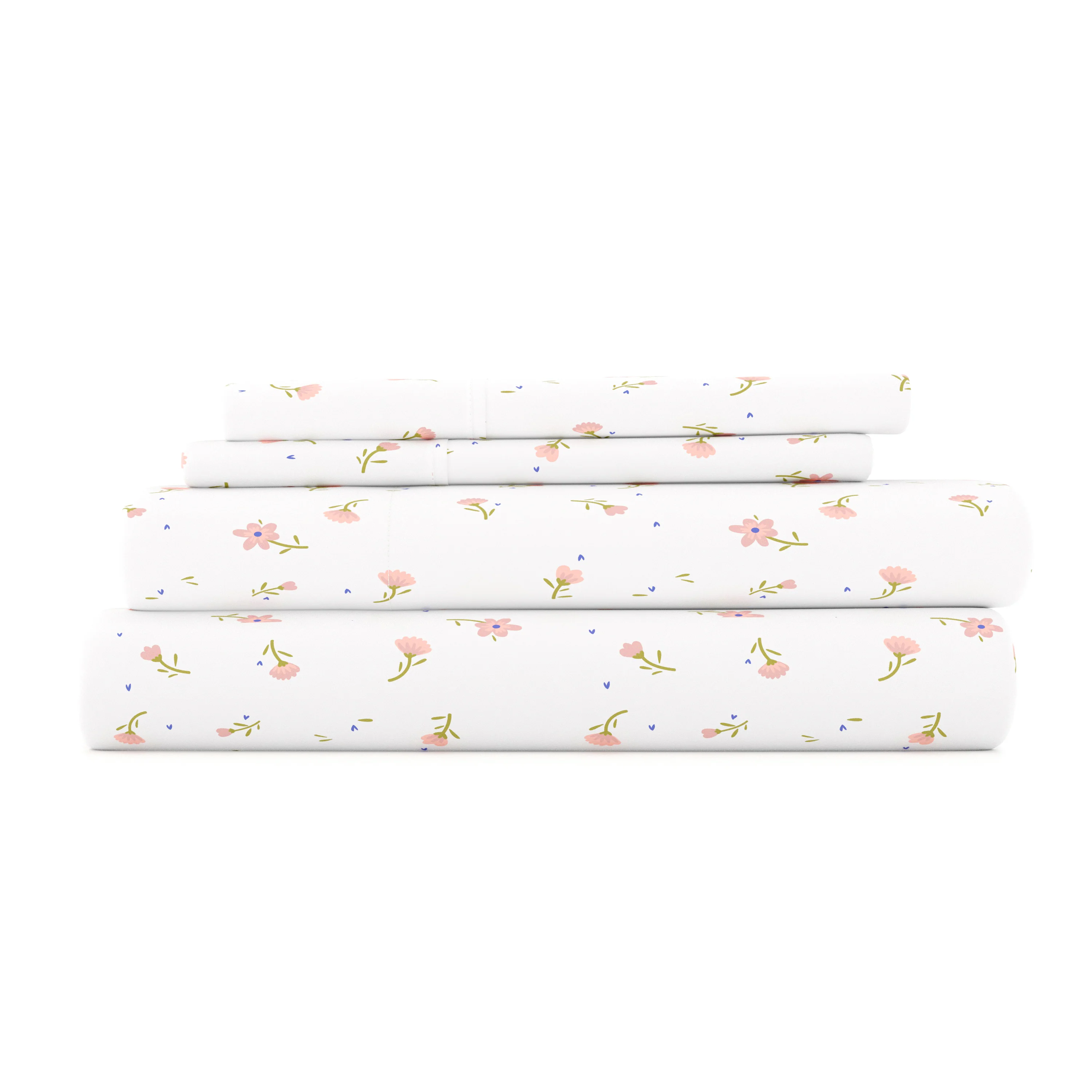 Soft Floral Pattern 4-Piece Sheet Set