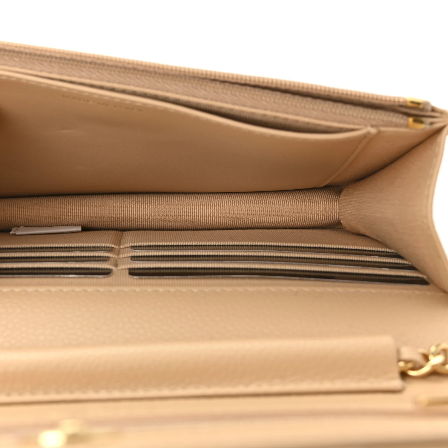Caviar Quilted Wallet on Chain WOC Beige - Top Club