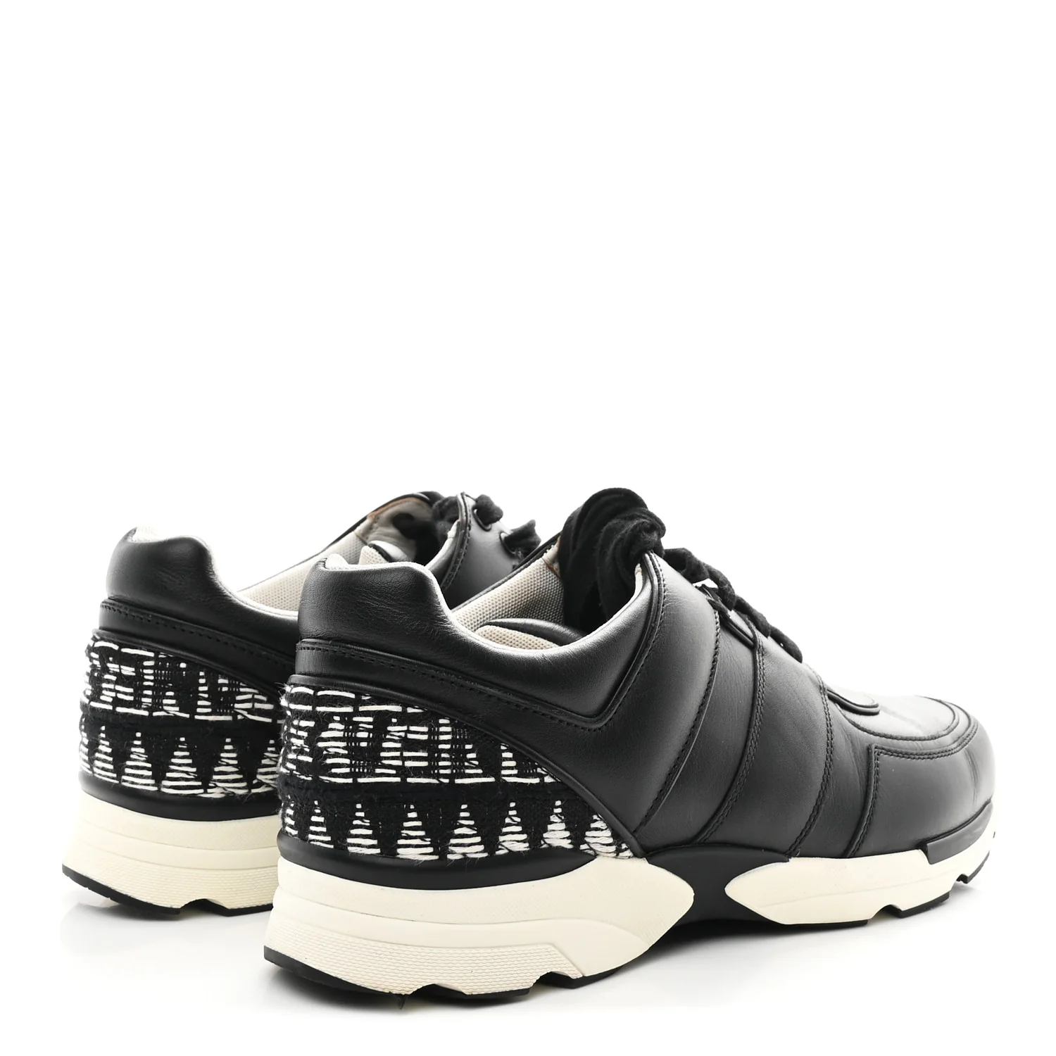 Calfskin Tweed CC Sneakers 41 Black White - Top Club