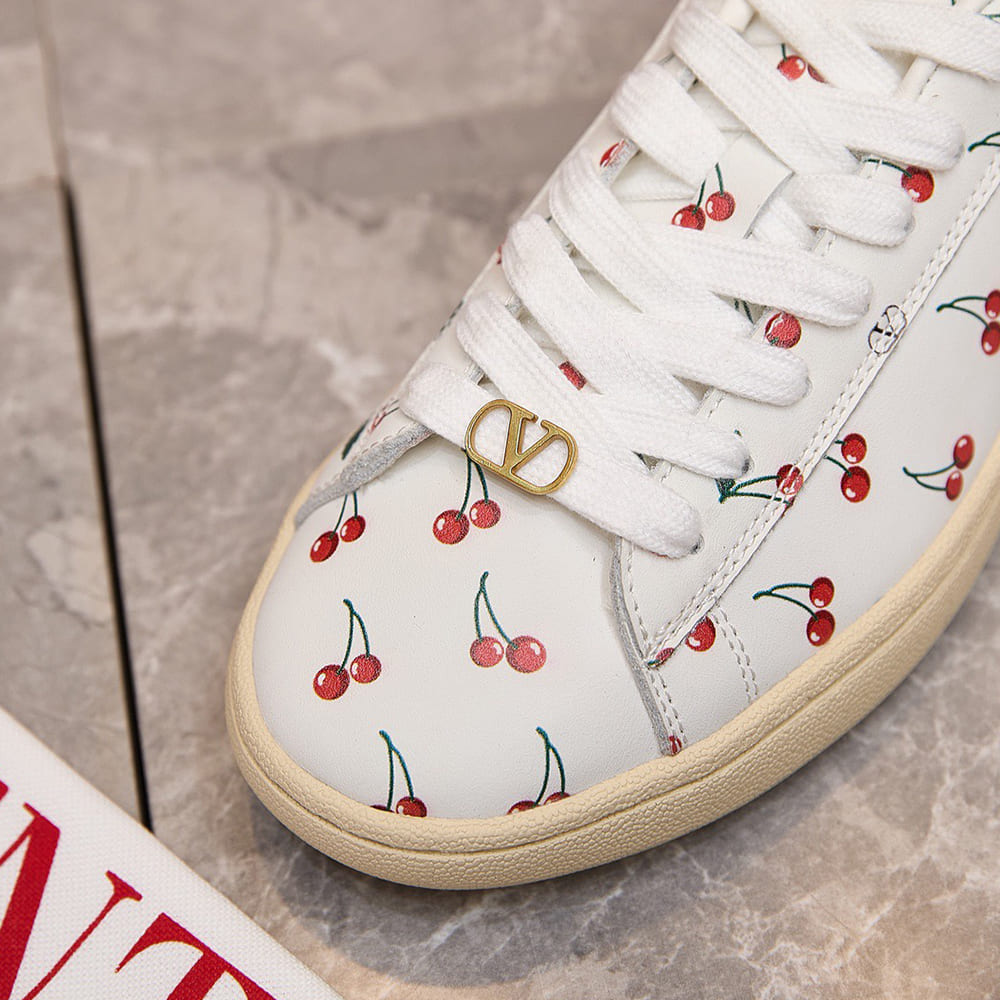 VALENTINO ROYCO Women s Cherry Pattern Soft Calfskin Sneakers - Top Club