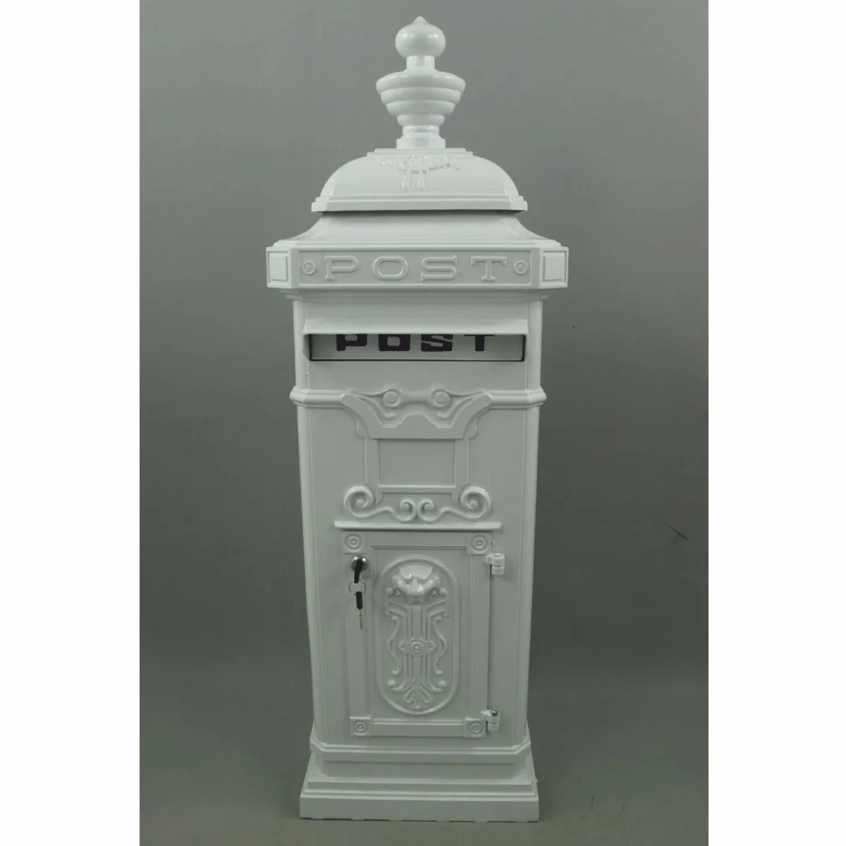 Art Nouveau standing mailbox white H. 110 cm - nostalgic column mailbox