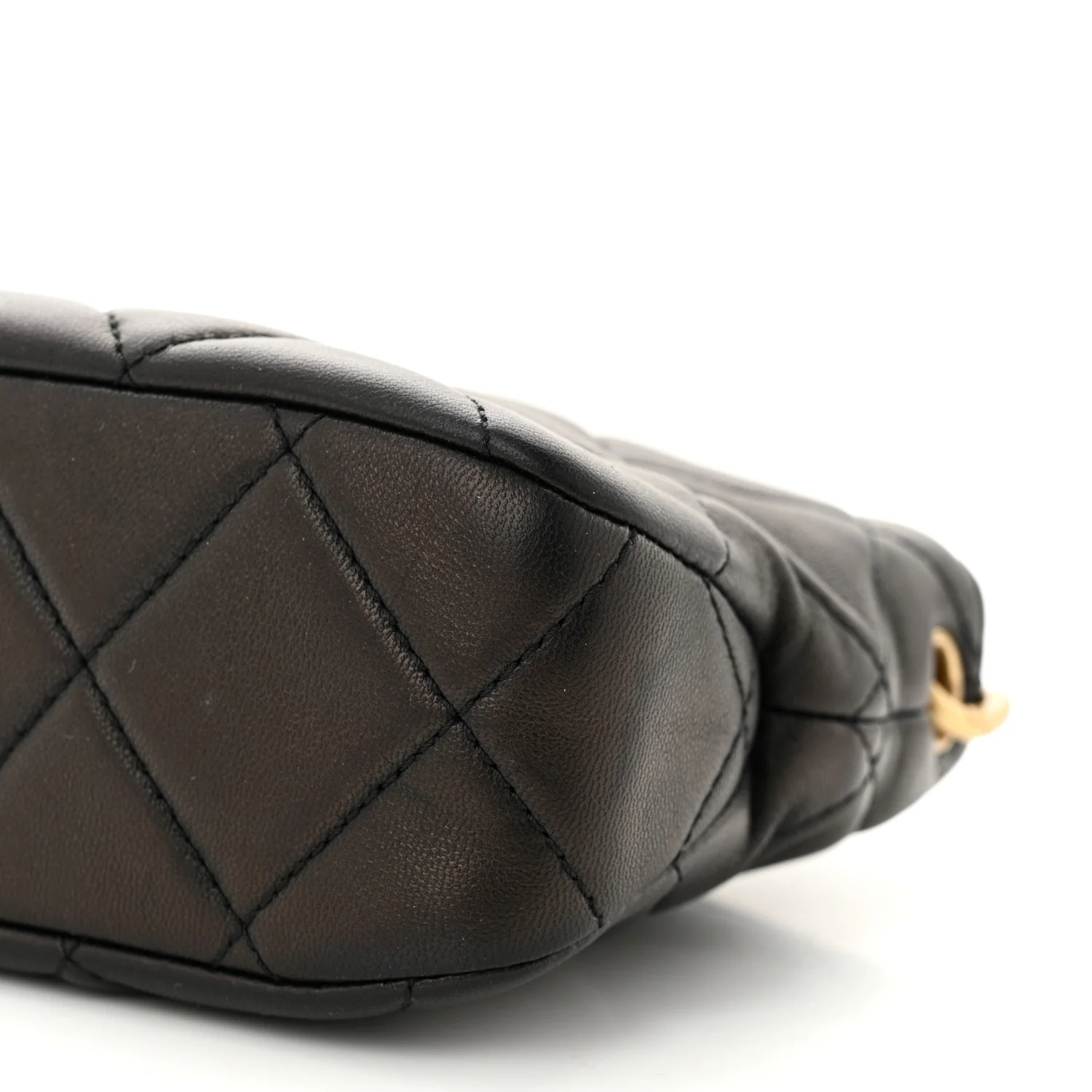 Lambskin Quilted Small CC Chain Hobo Black - Top Club