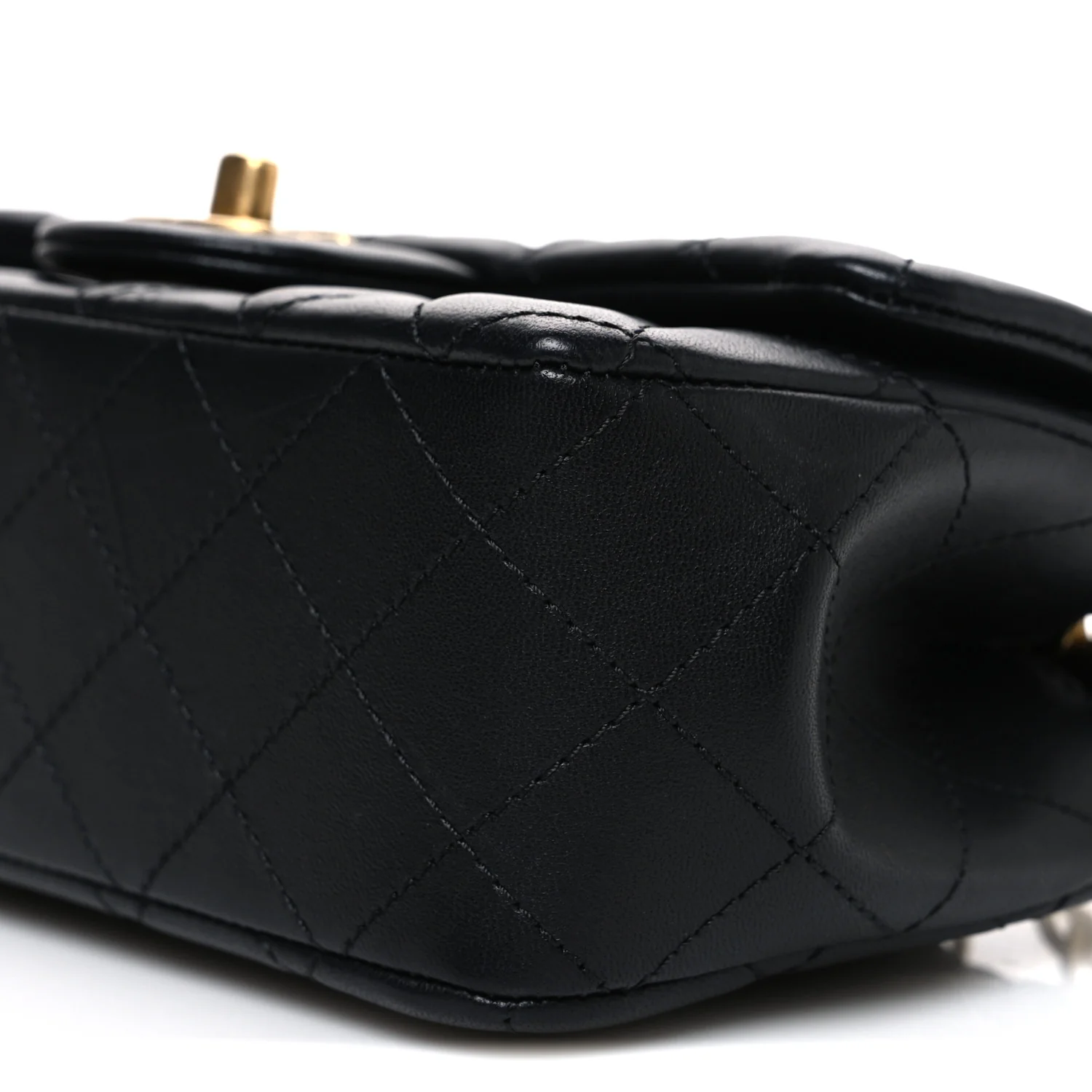 Lambskin Quilted Mini Rectangular Sweet Camellia Flap  Black - Top Club