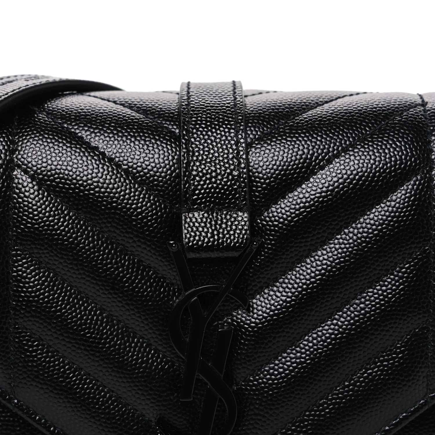 Grain De Poudre Textured Mixed Matelasse Triquilt Small Monogram Monochrome Satchel Black - Top Club