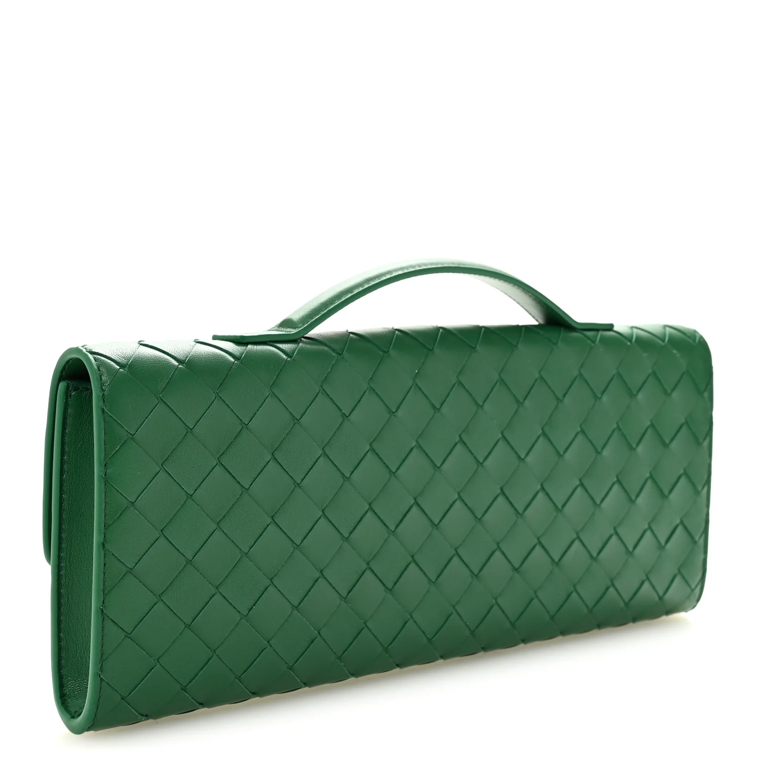 Nappa Intrecciato Long Andiamo Top Handle Clutch Jungle - Top Club