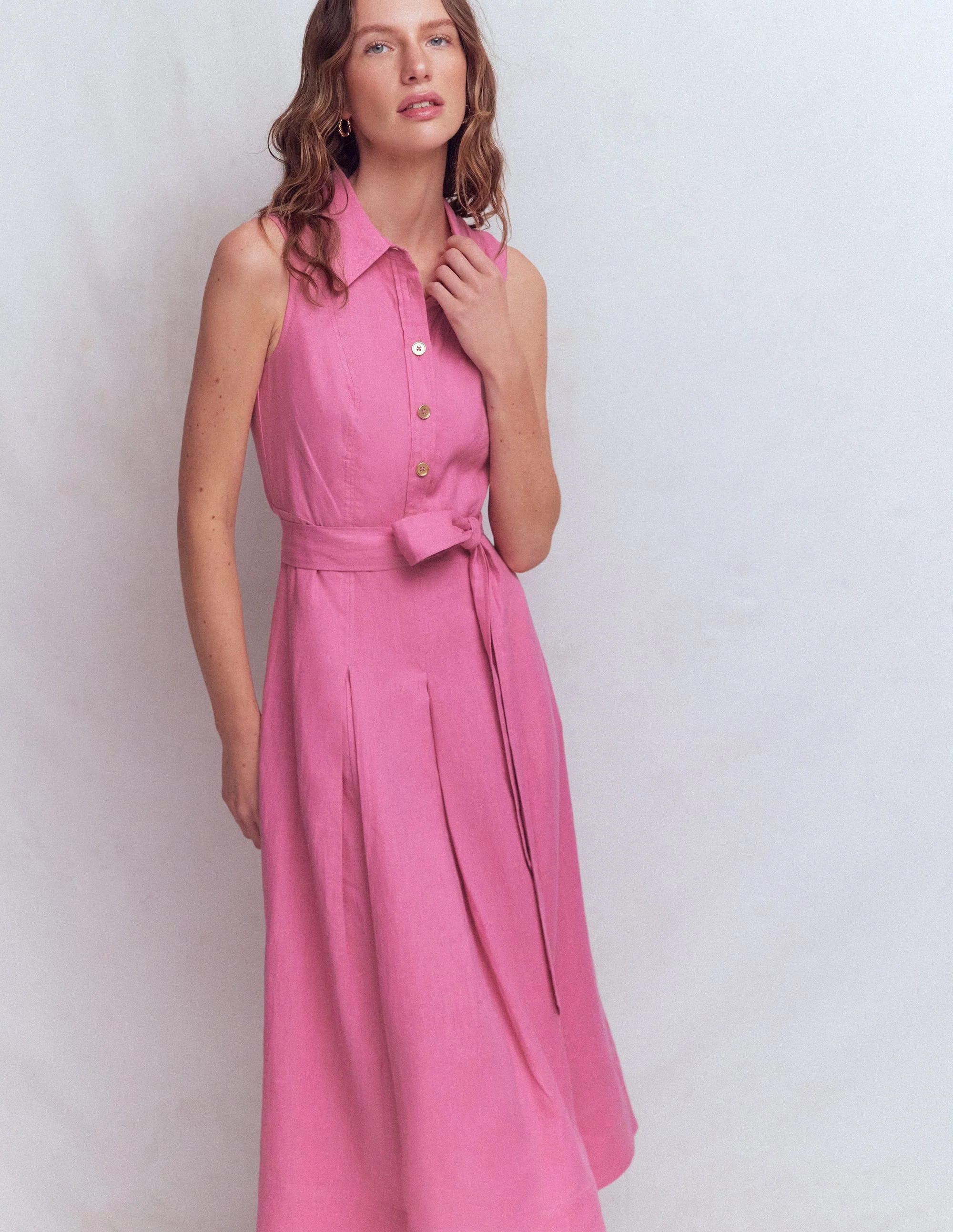 Belinda Hemdblusenkleid aus Leinen-Rosa Parfait