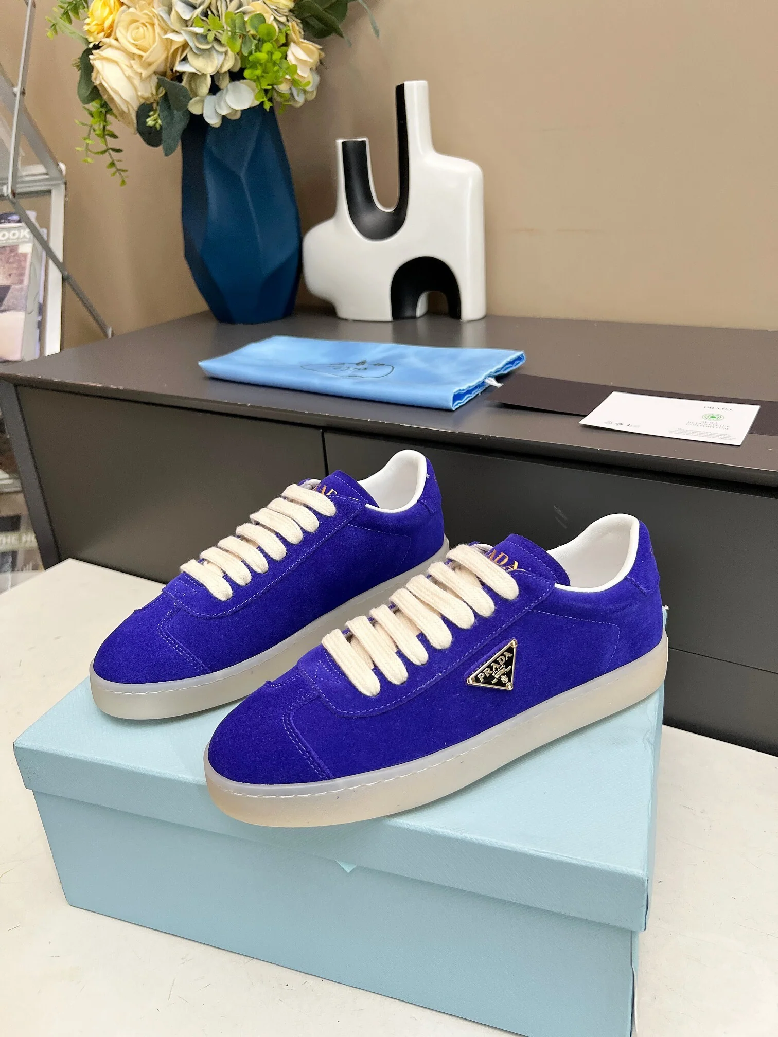 Prada Unisex Sneakers Triangle Logo Luxury Fashion Sneakers - Sneaker Replica Workshop