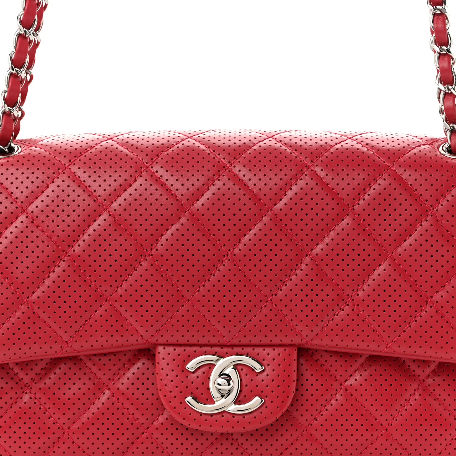 Lambskin Perforated Jumbo Punch Flap Dark Pink - Top Club
