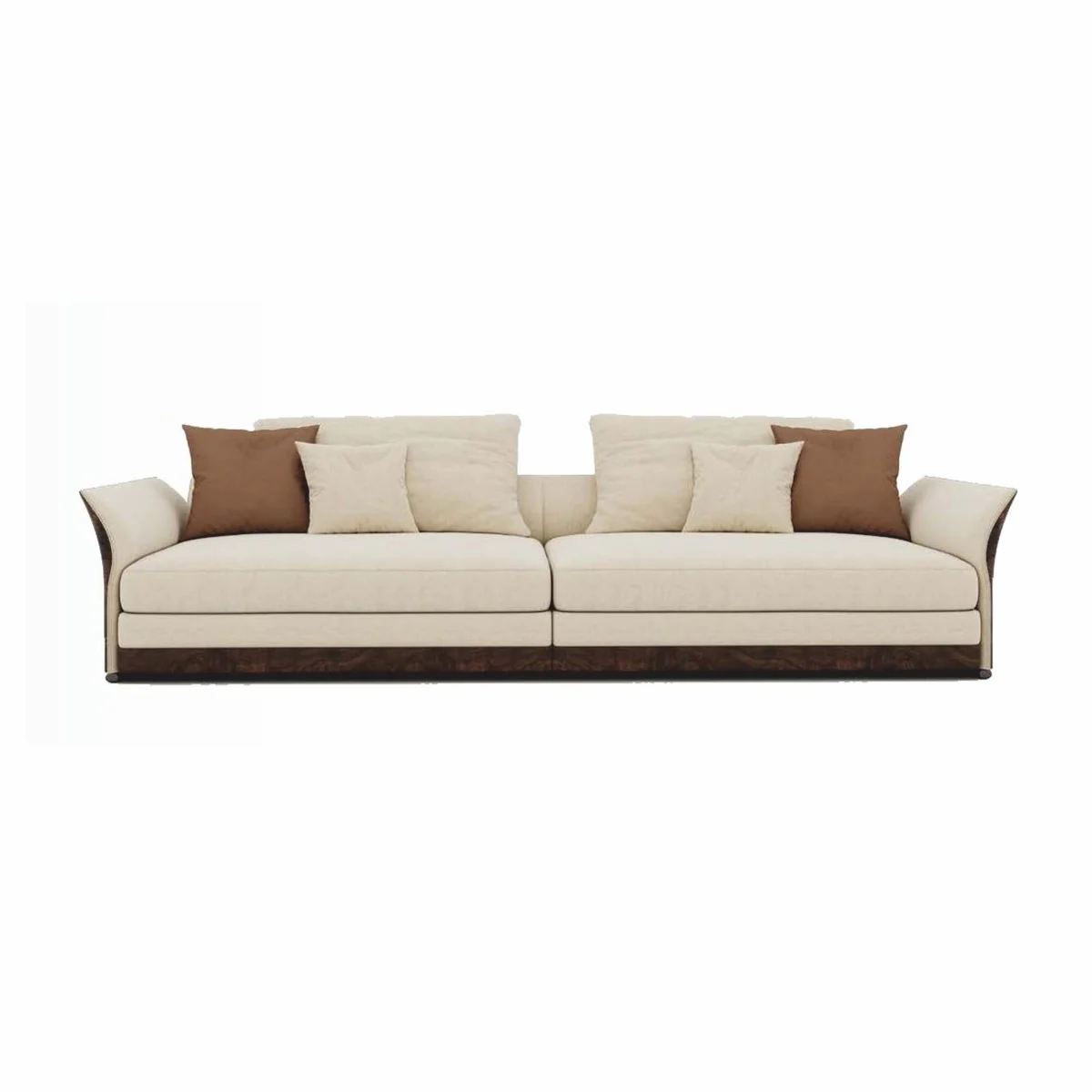 Luxury Sofa Cream / Dark Brown 215 cm - Living Room & Hotel Furniture