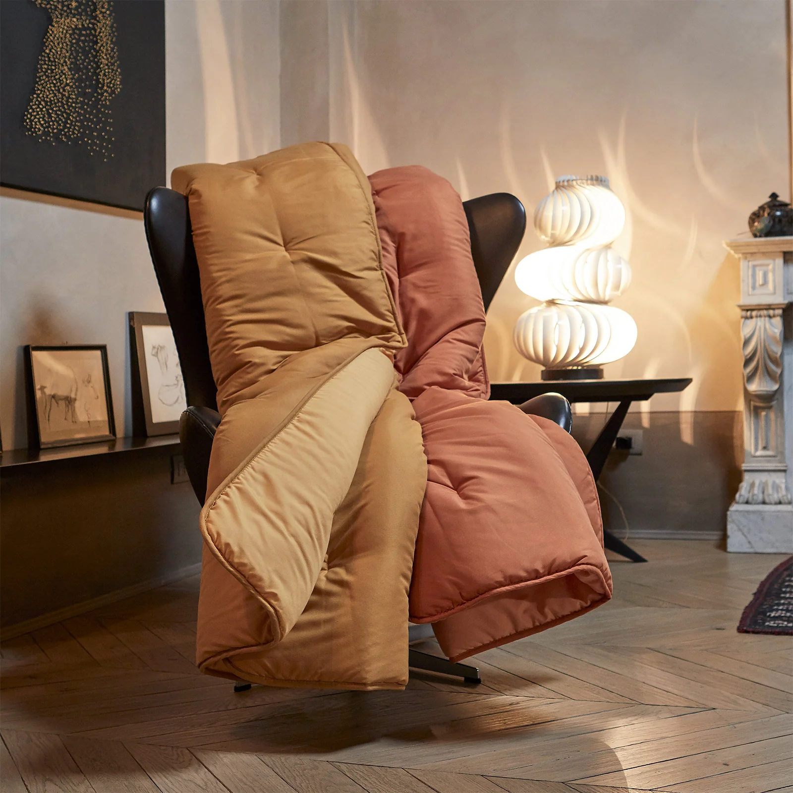 Plaid Scaldotto In Microfibra Kim Cm. 130X170 Arancio Modern