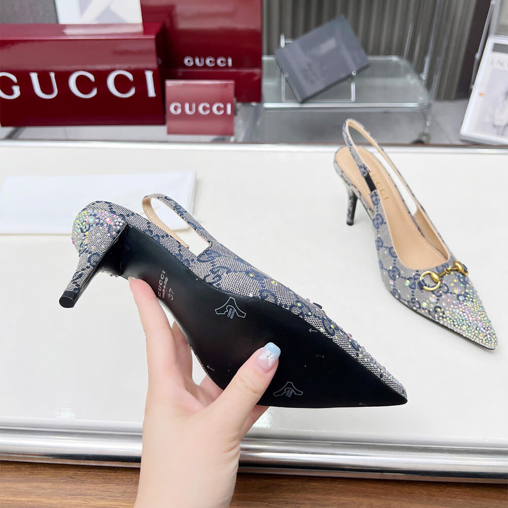 Gucci Women s slingback pump with crystal Horsebit - Top Club